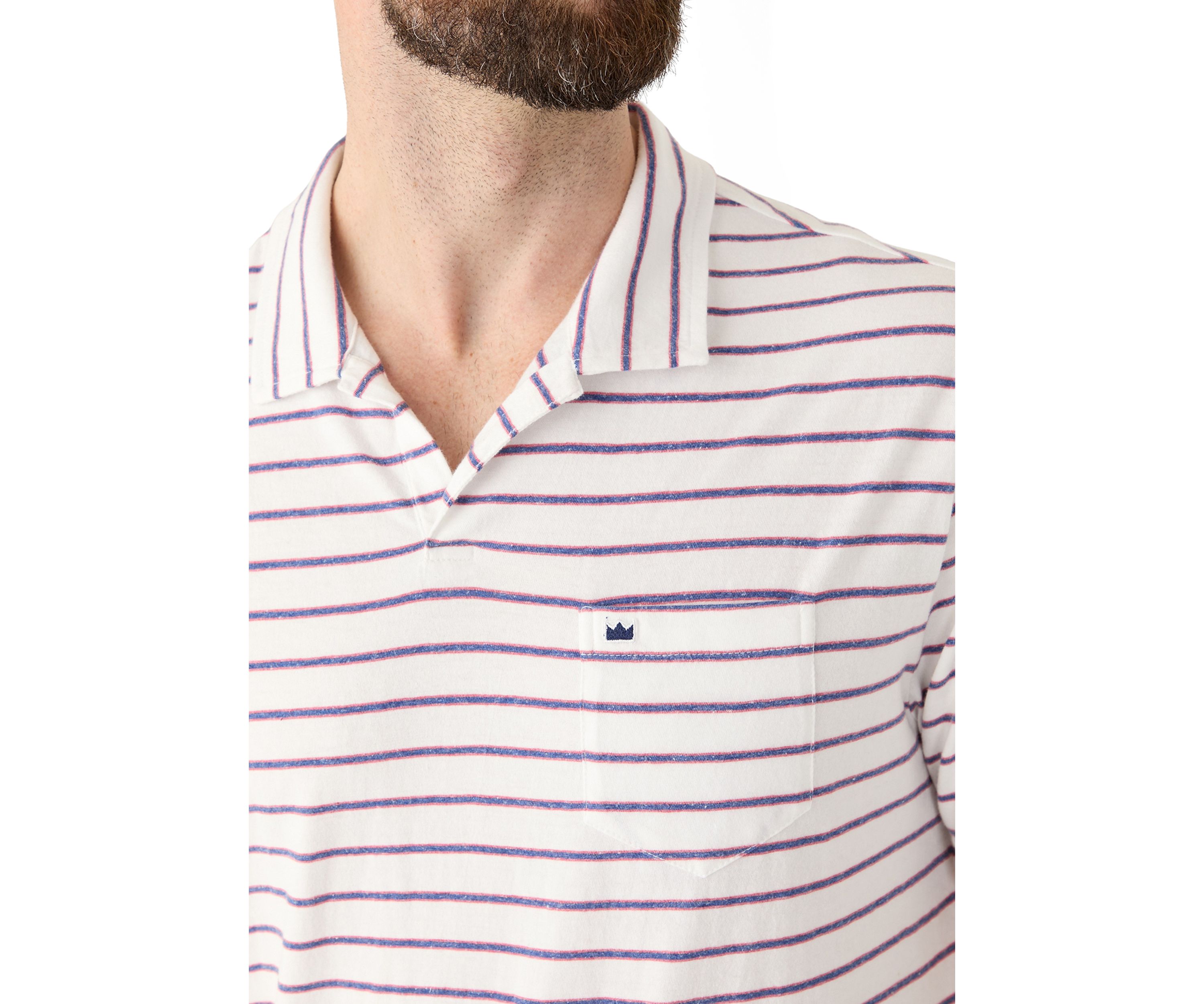 Mens Short Sleeve Slub Striped Polo