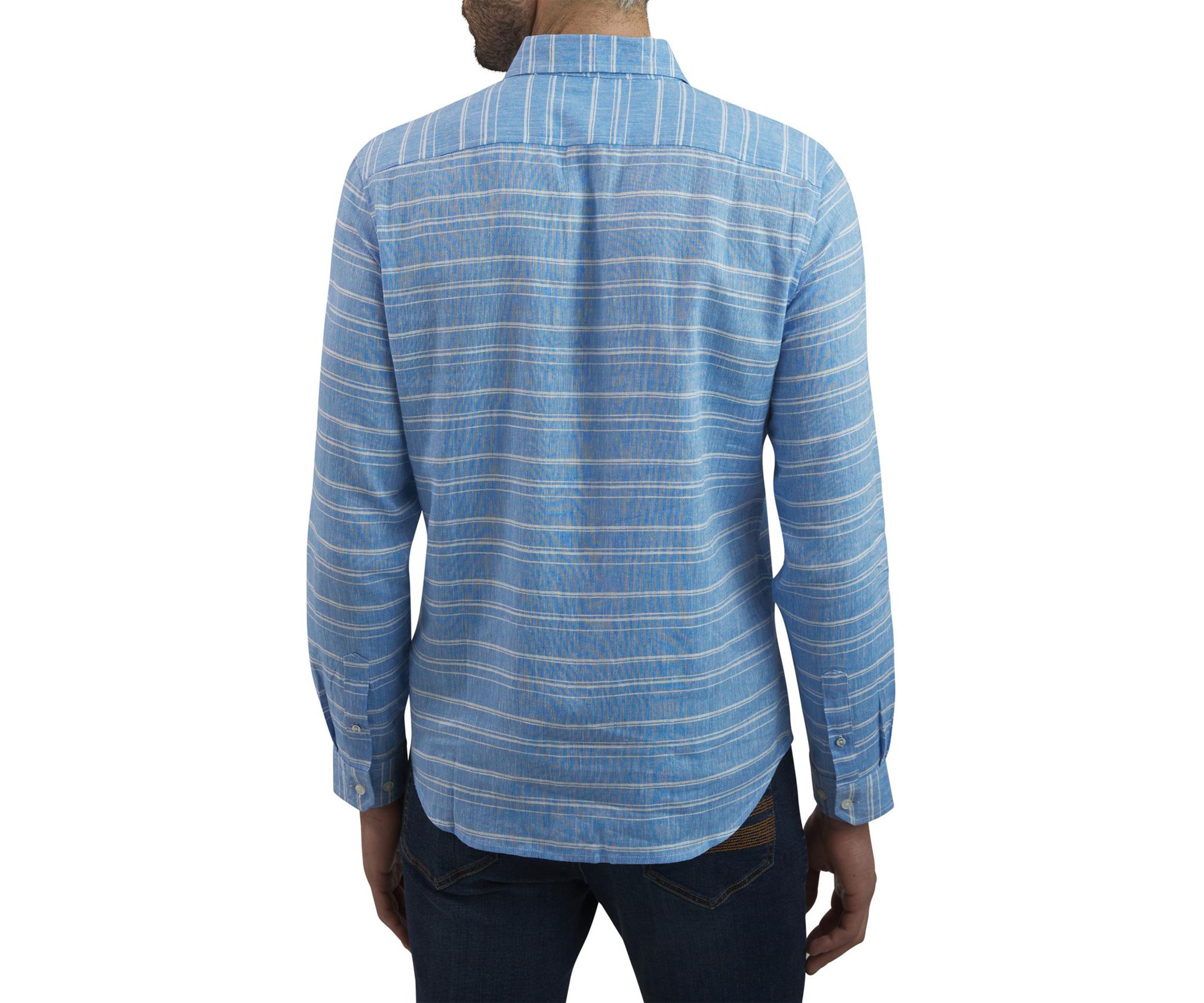 Mens Long Sleeve Striped Linen Shirt