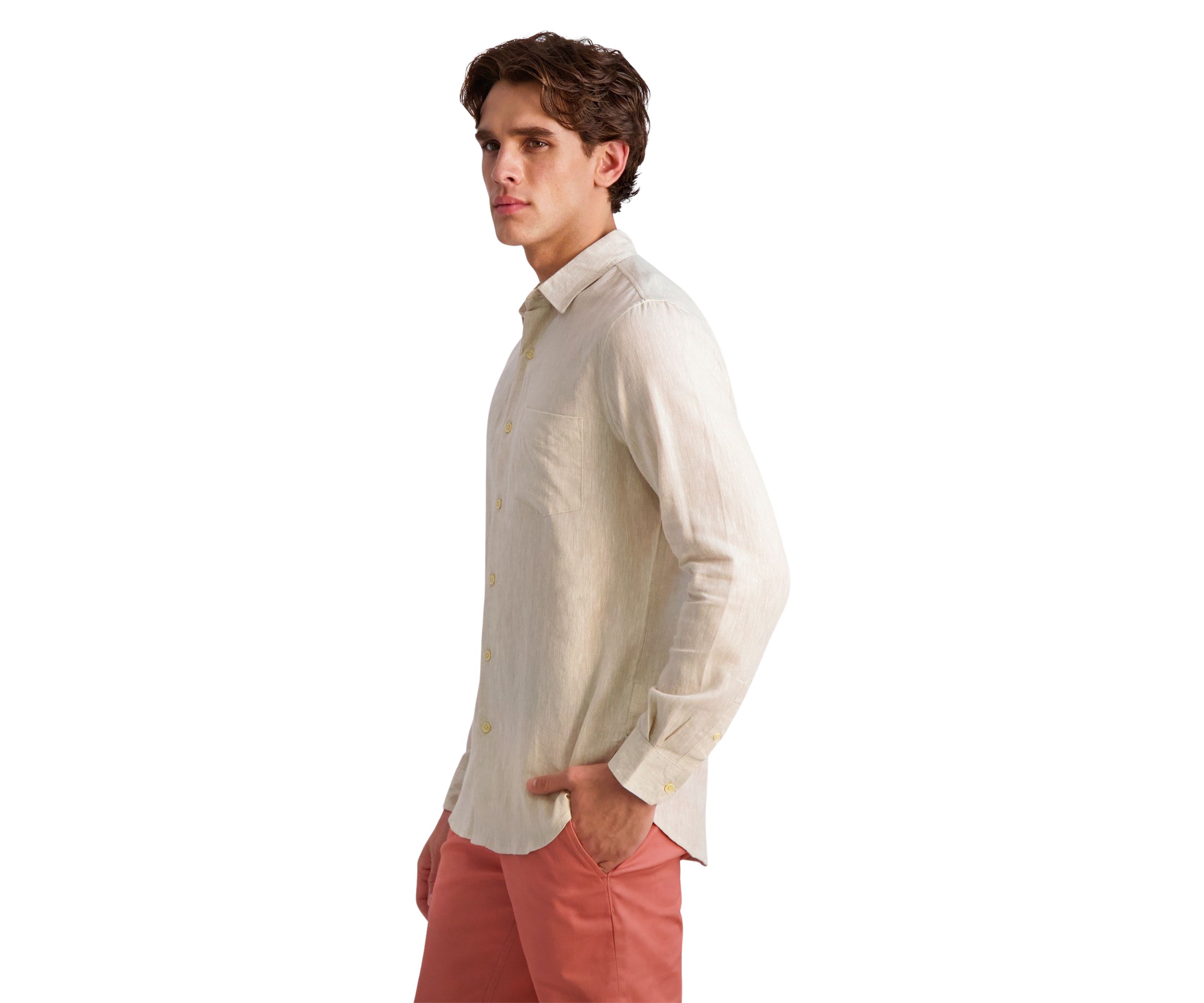 Mens Long Sleeve Linen Shirt
