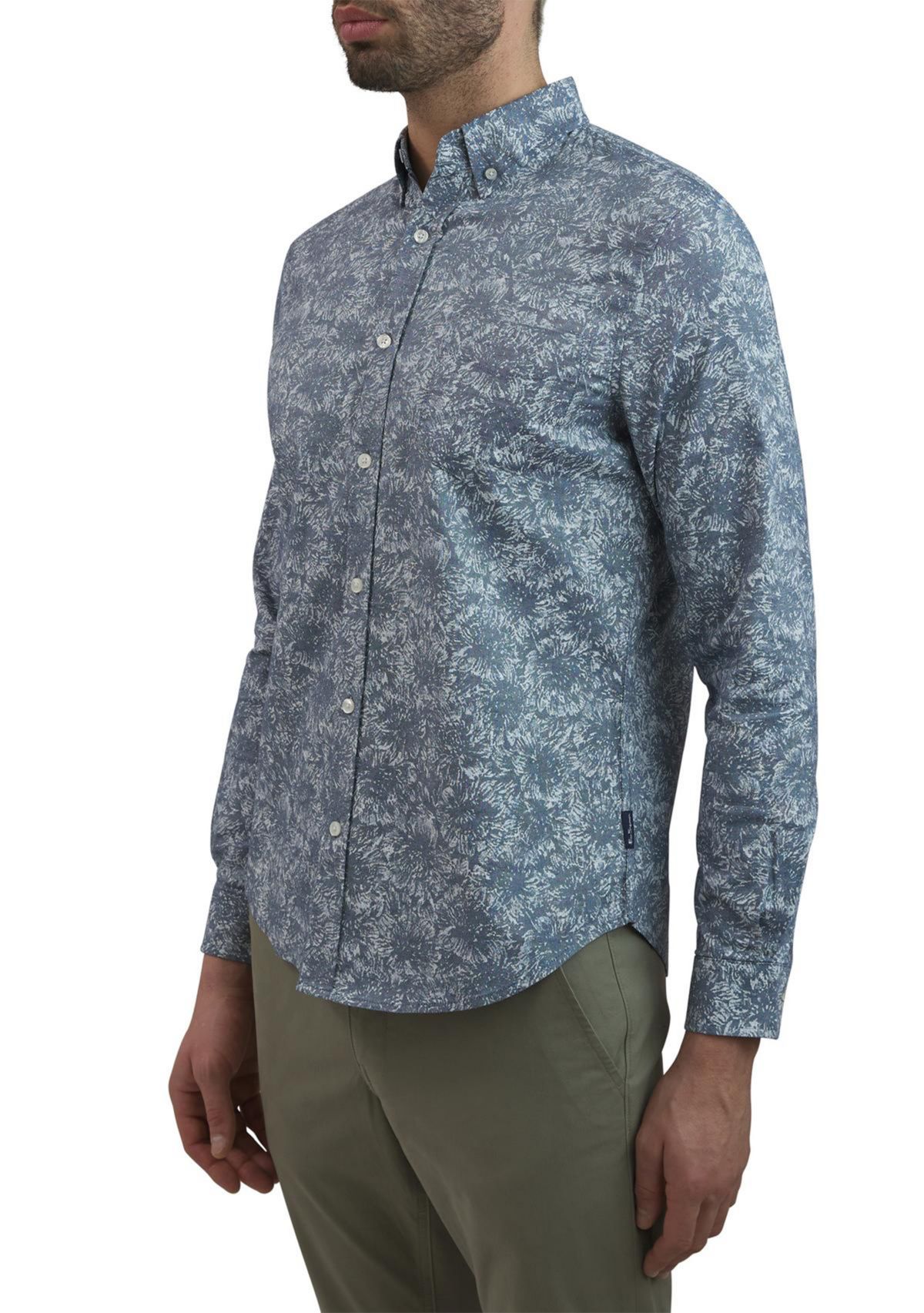 Long Sleeve Cluster Floral Oxford Shirt