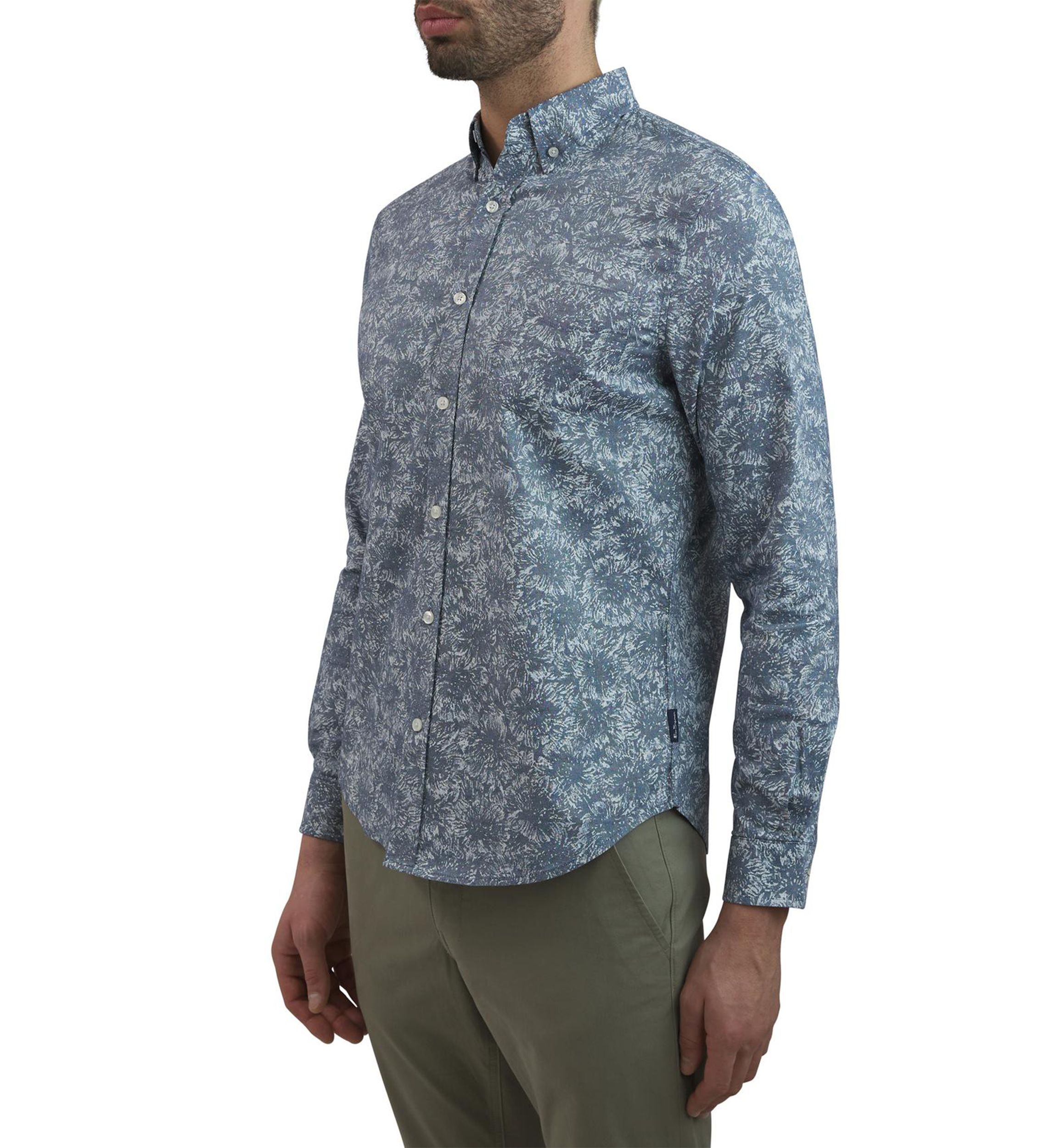 Long Sleeve Cluster Floral Oxford Shirt