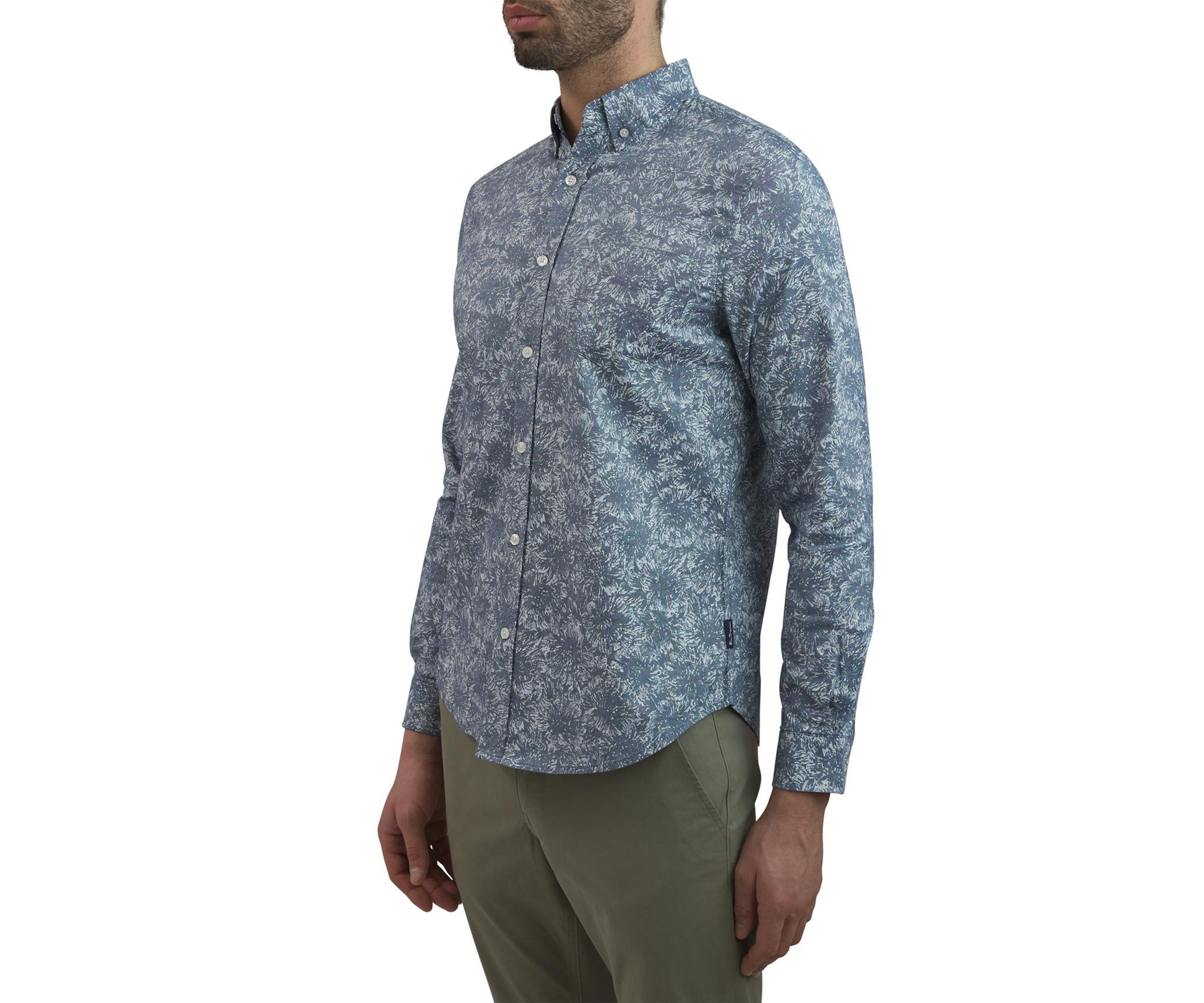 Long Sleeve Cluster Floral Oxford Shirt