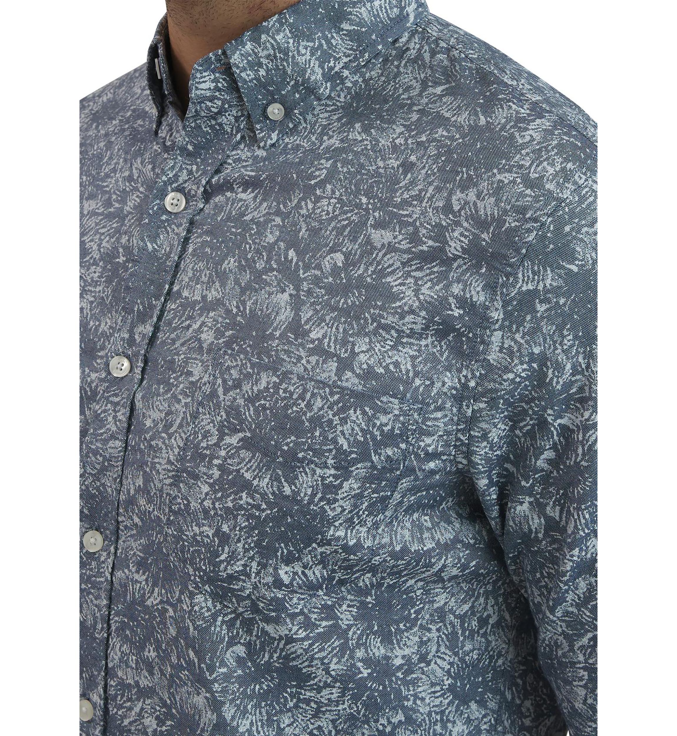 Long Sleeve Cluster Floral Oxford Shirt