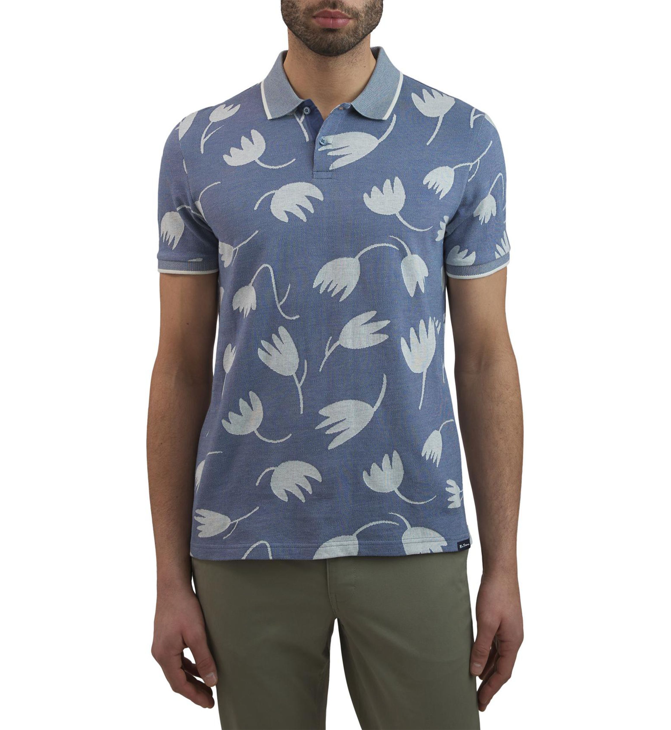 Mens Tulip Printed Jacquard Polo Shirt