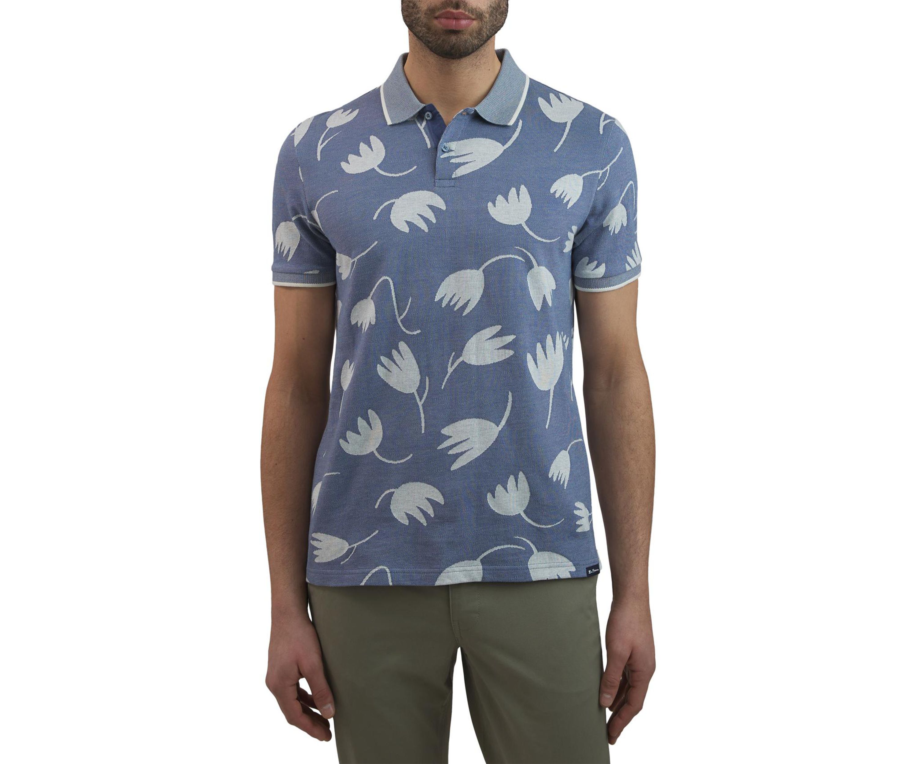 Mens Tulip Printed Jacquard Polo Shirt