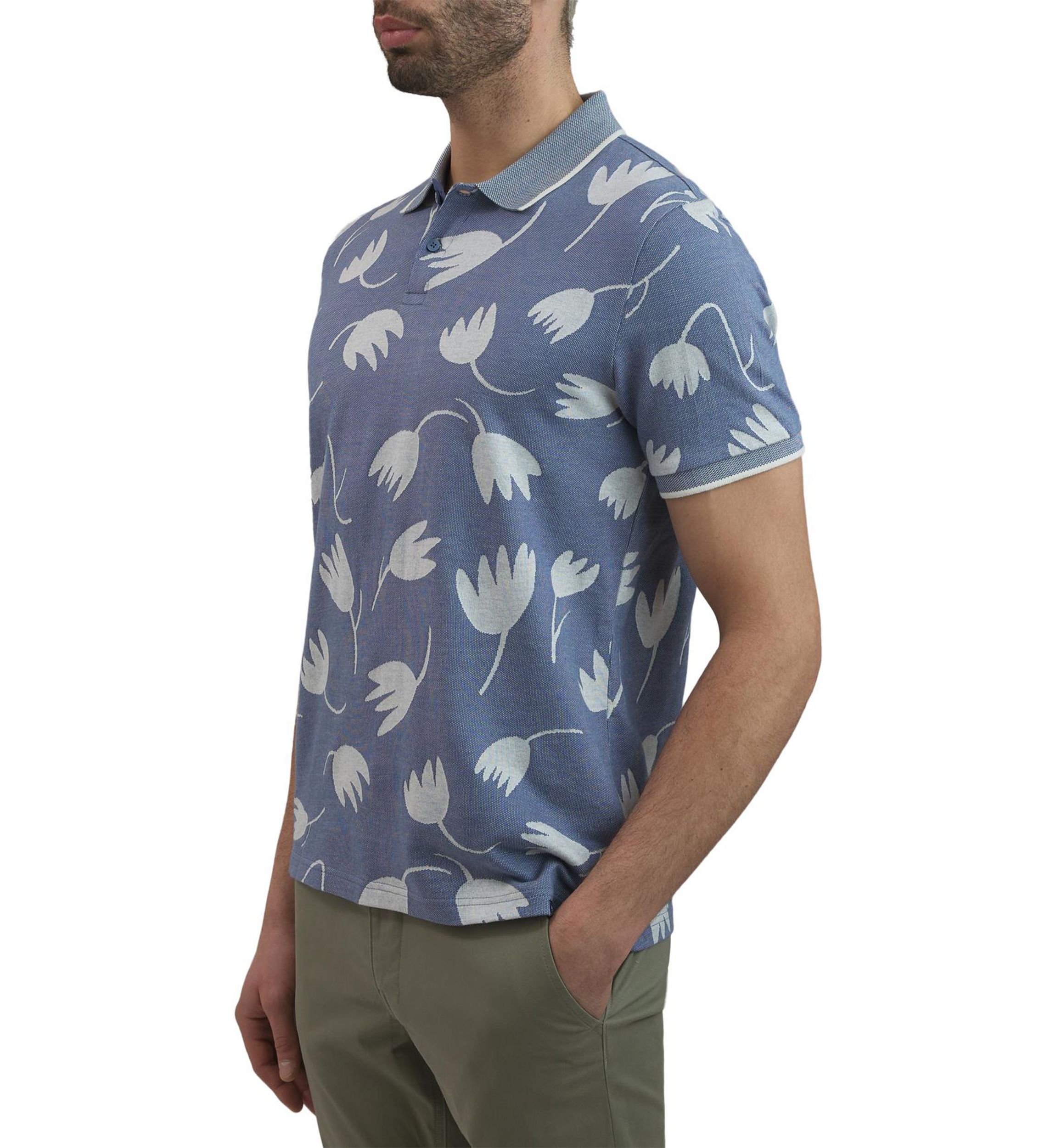 Mens Tulip Printed Jacquard Polo Shirt
