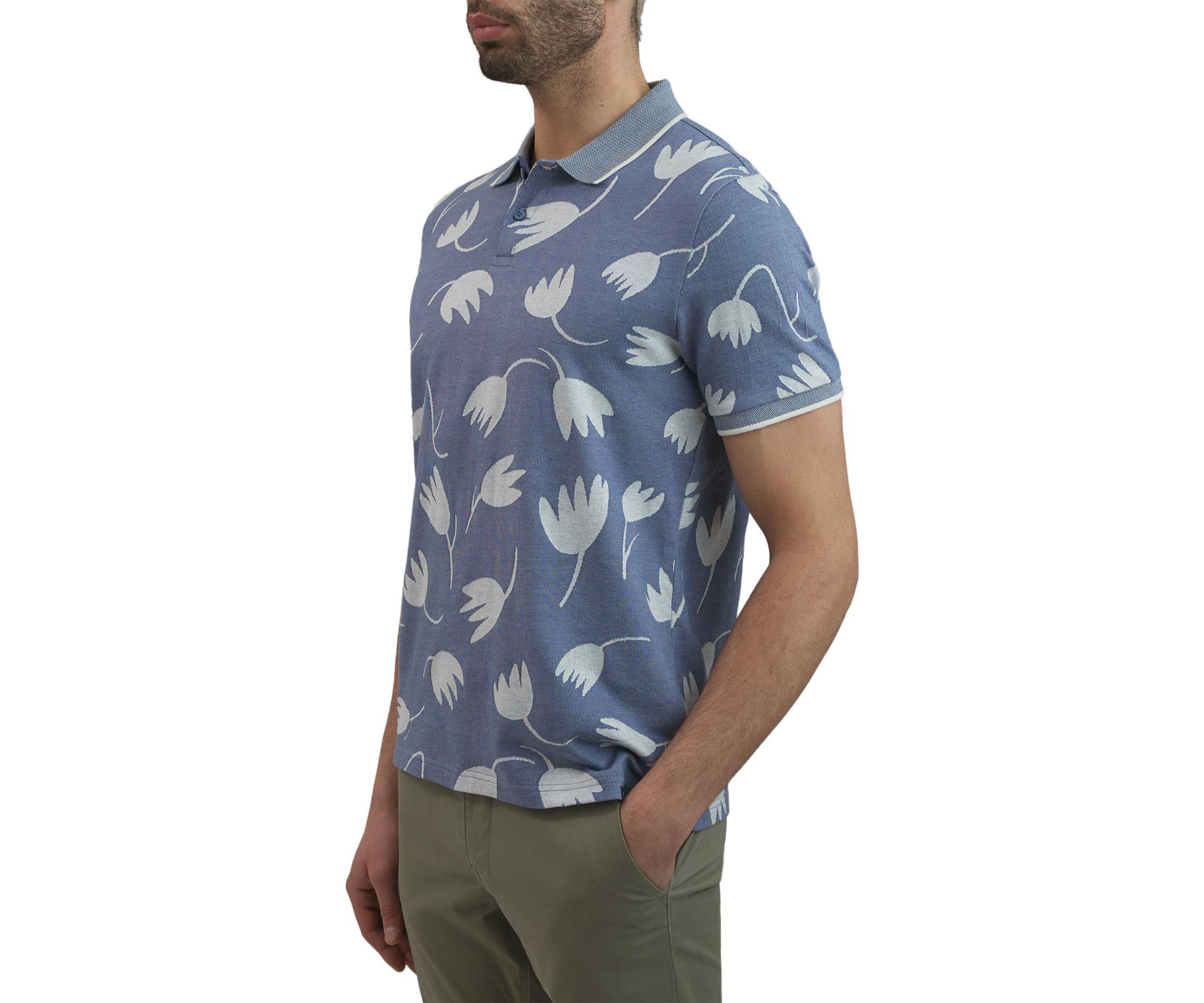 Mens Tulip Printed Jacquard Polo Shirt