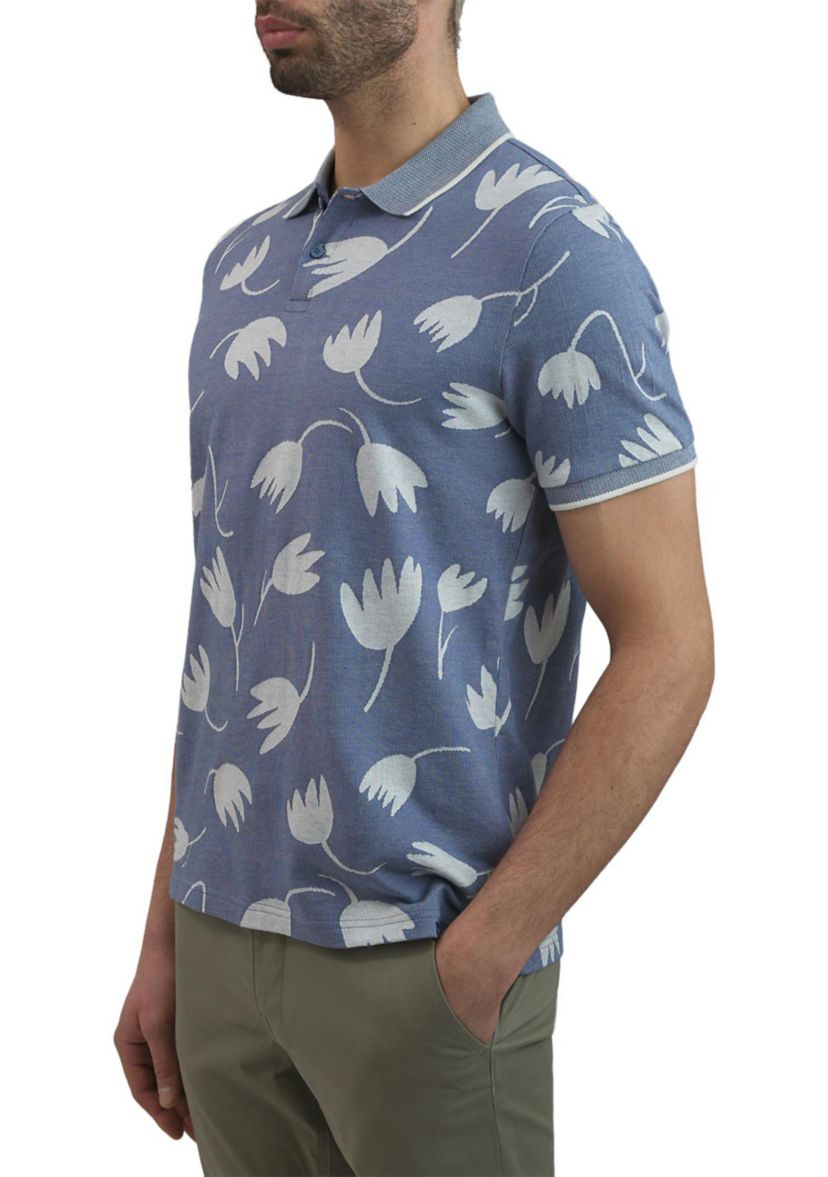 Mens Tulip Printed Jacquard Polo Shirt