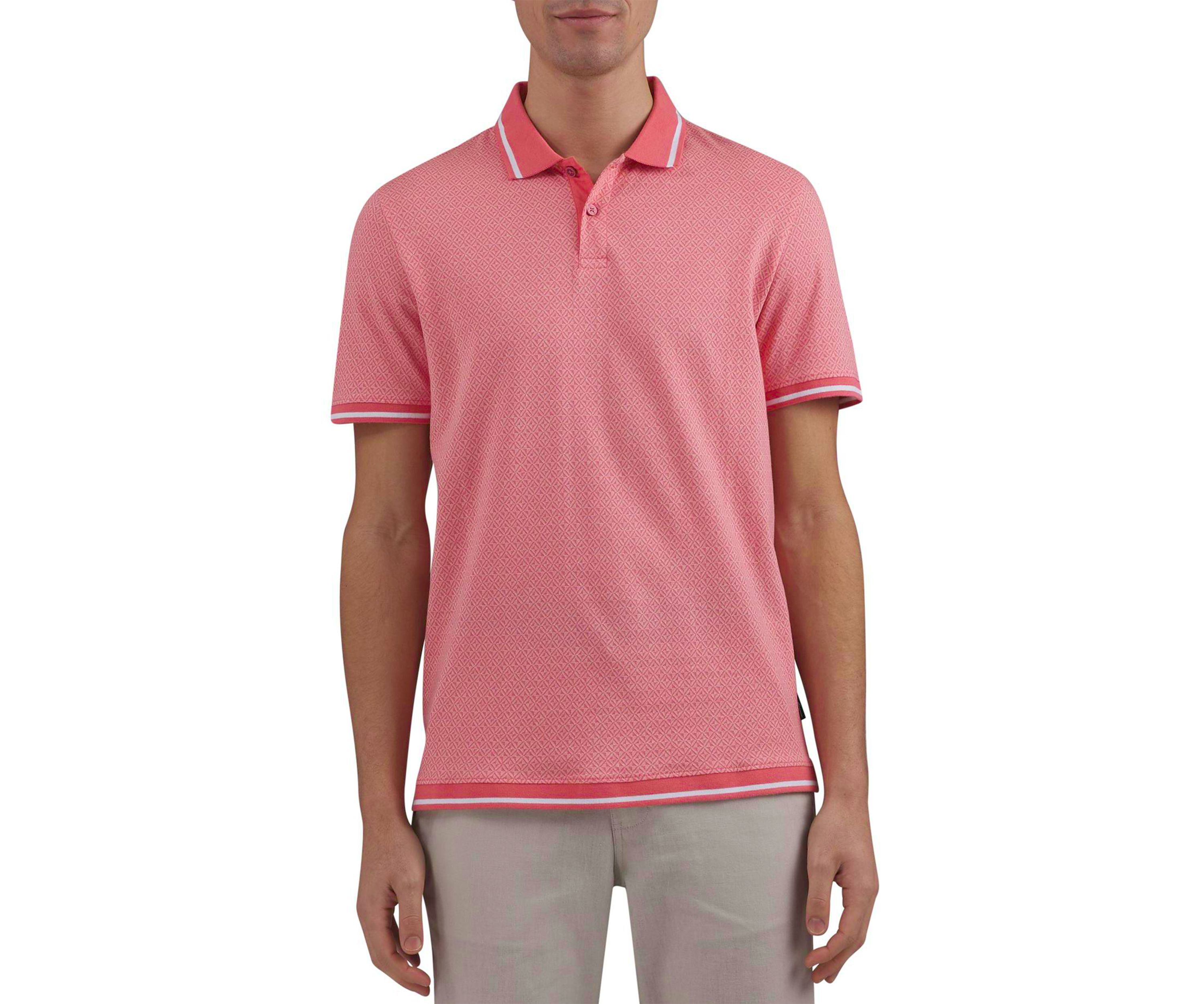 Mens Tiled Box Jacquard Knit Polo Shirt