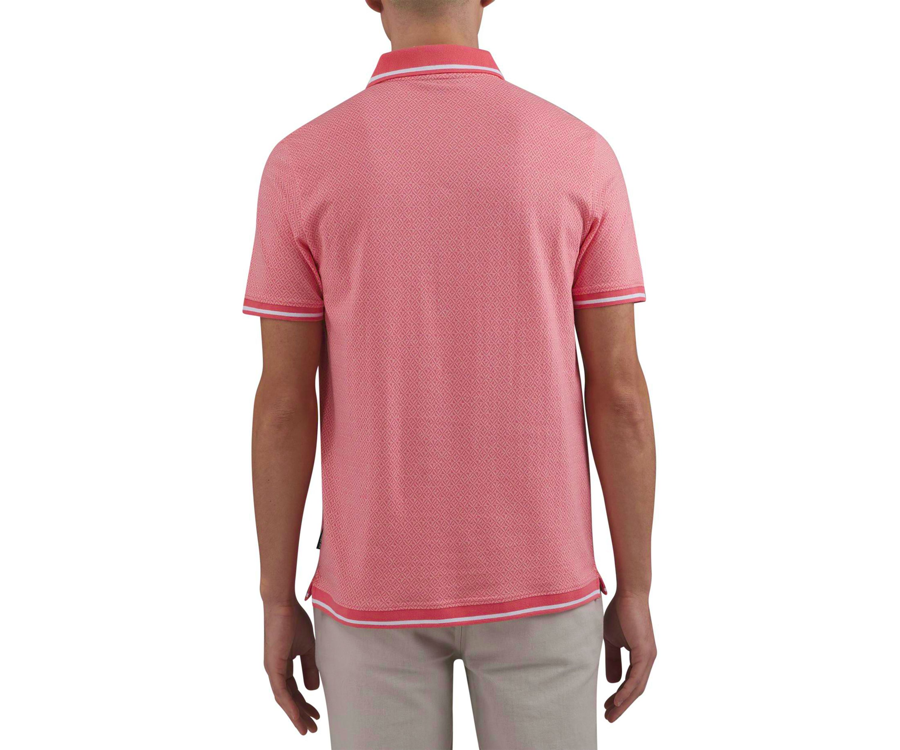 Mens Tiled Box Jacquard Knit Polo Shirt