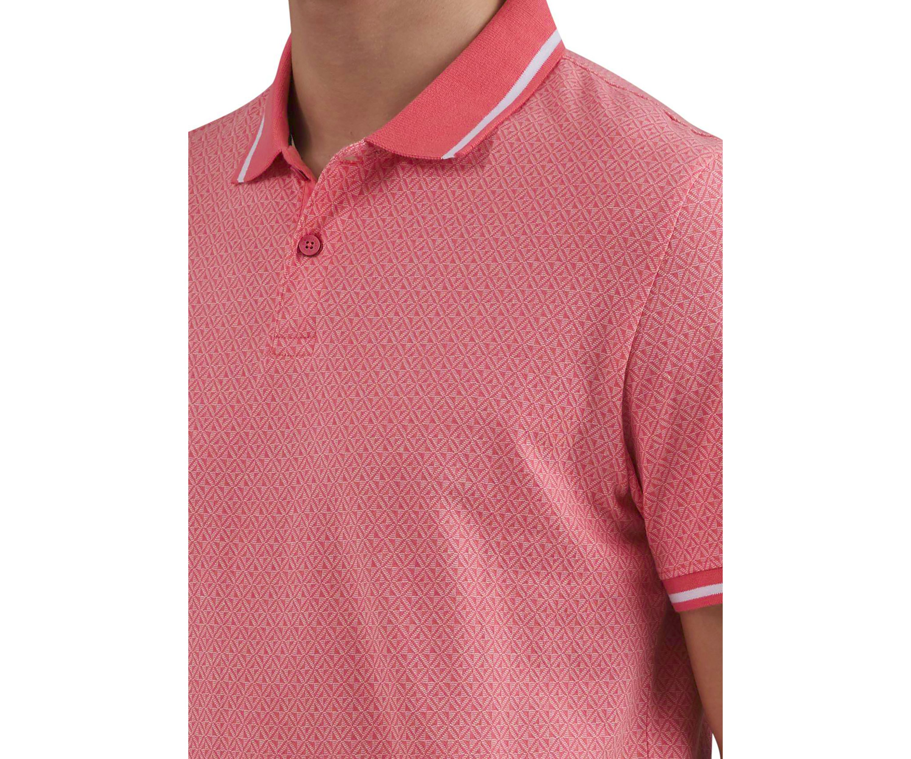 Mens Tiled Box Jacquard Knit Polo Shirt
