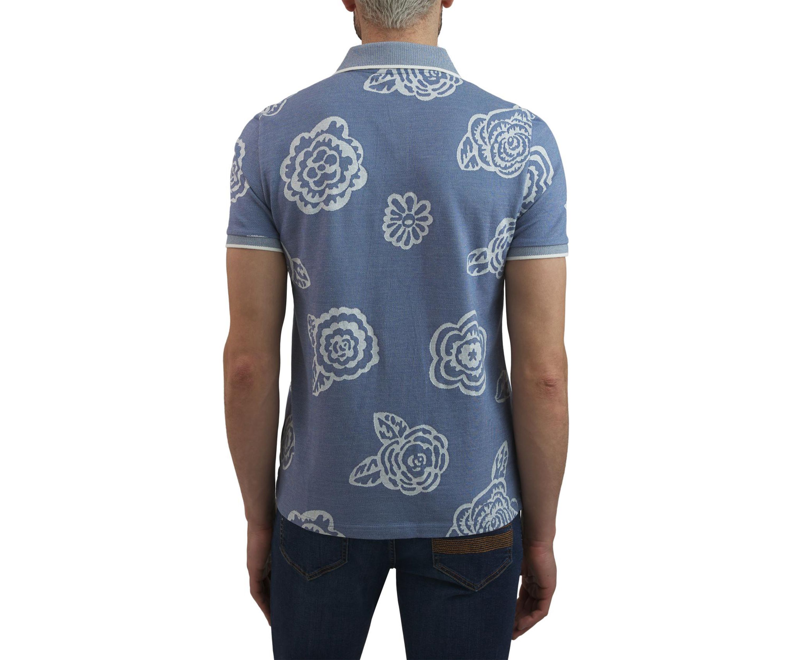 Mens Cran Floral Printed Jacquard Polo Shirt