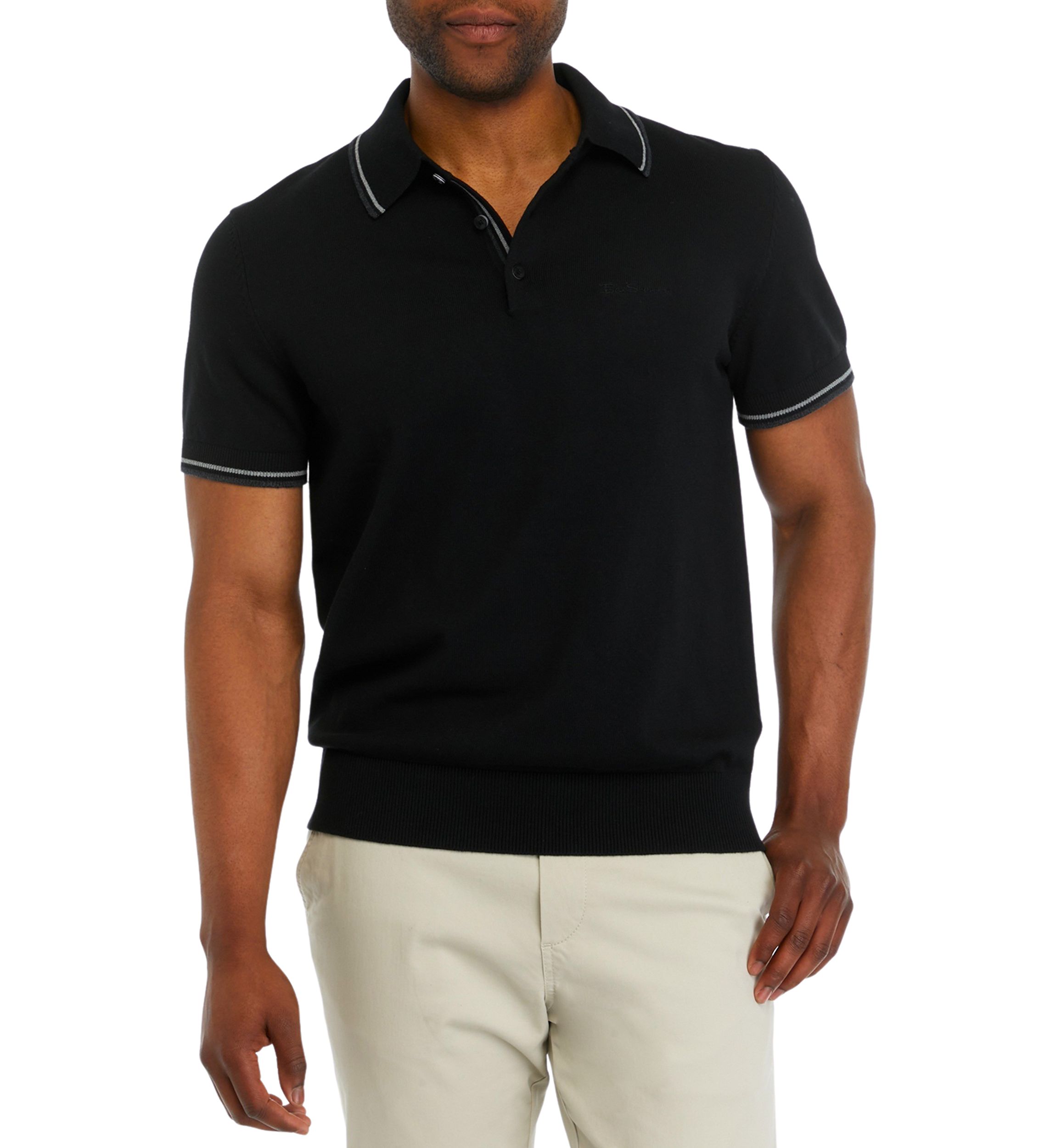 Mens Short Sleeve Solid Sweater Jersey Stitch Polo Shirt