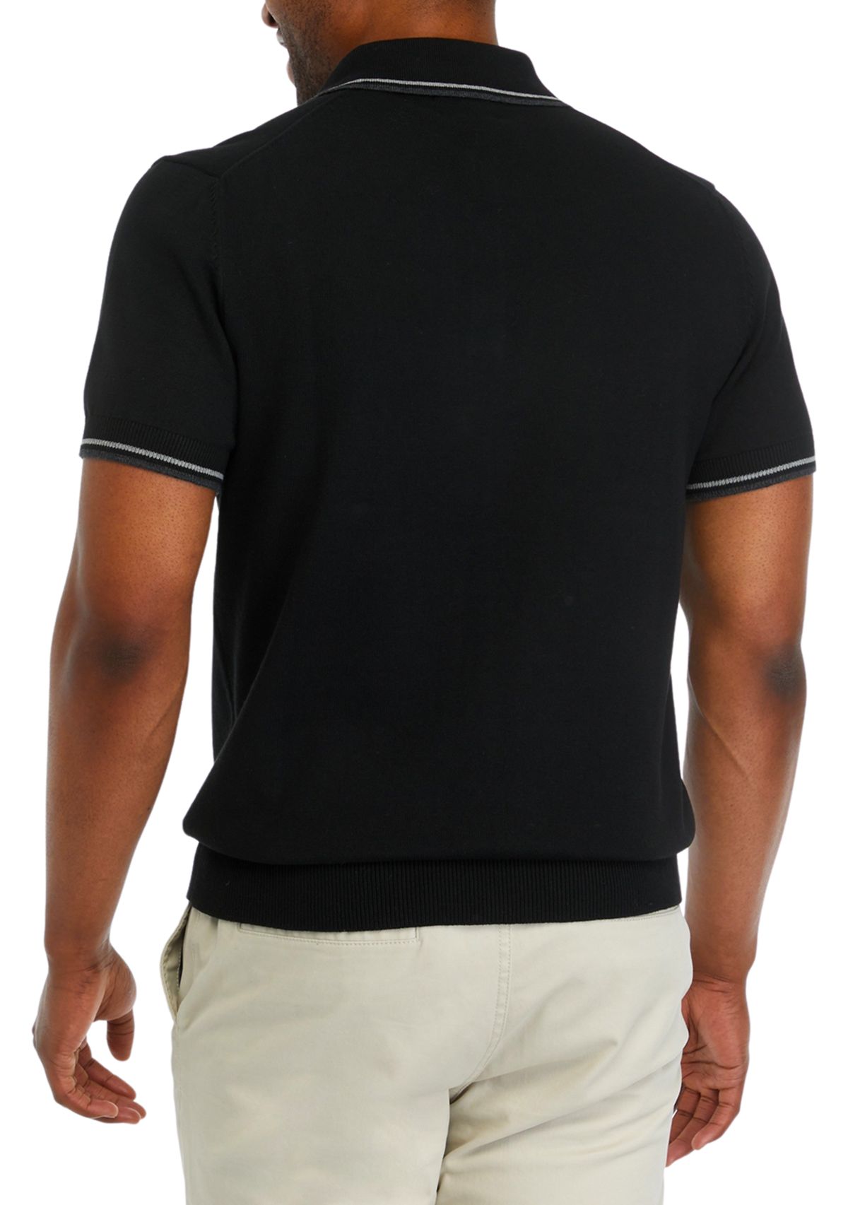 Mens Short Sleeve Solid Sweater Jersey Stitch Polo Shirt