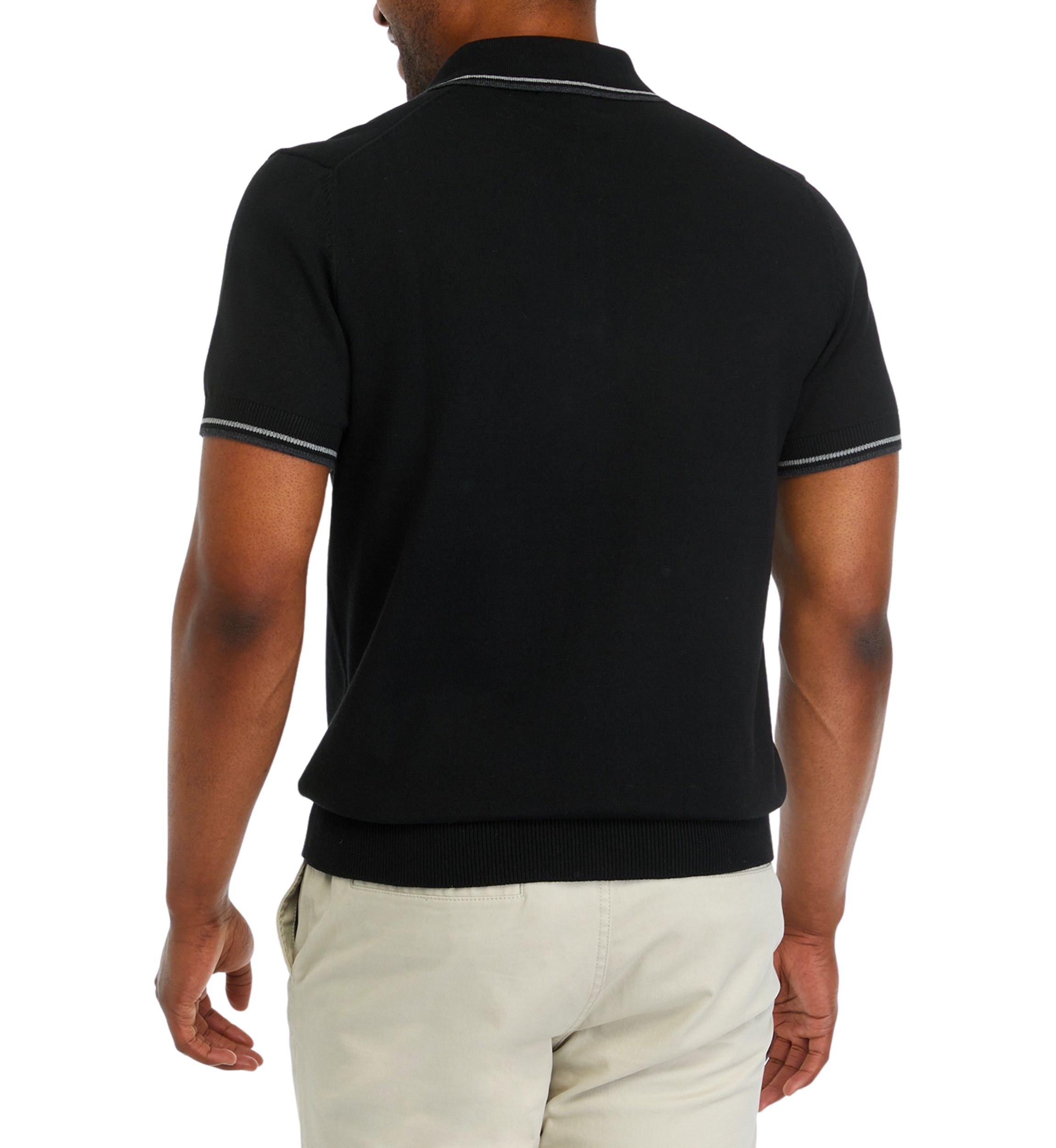 Mens Short Sleeve Solid Sweater Jersey Stitch Polo Shirt