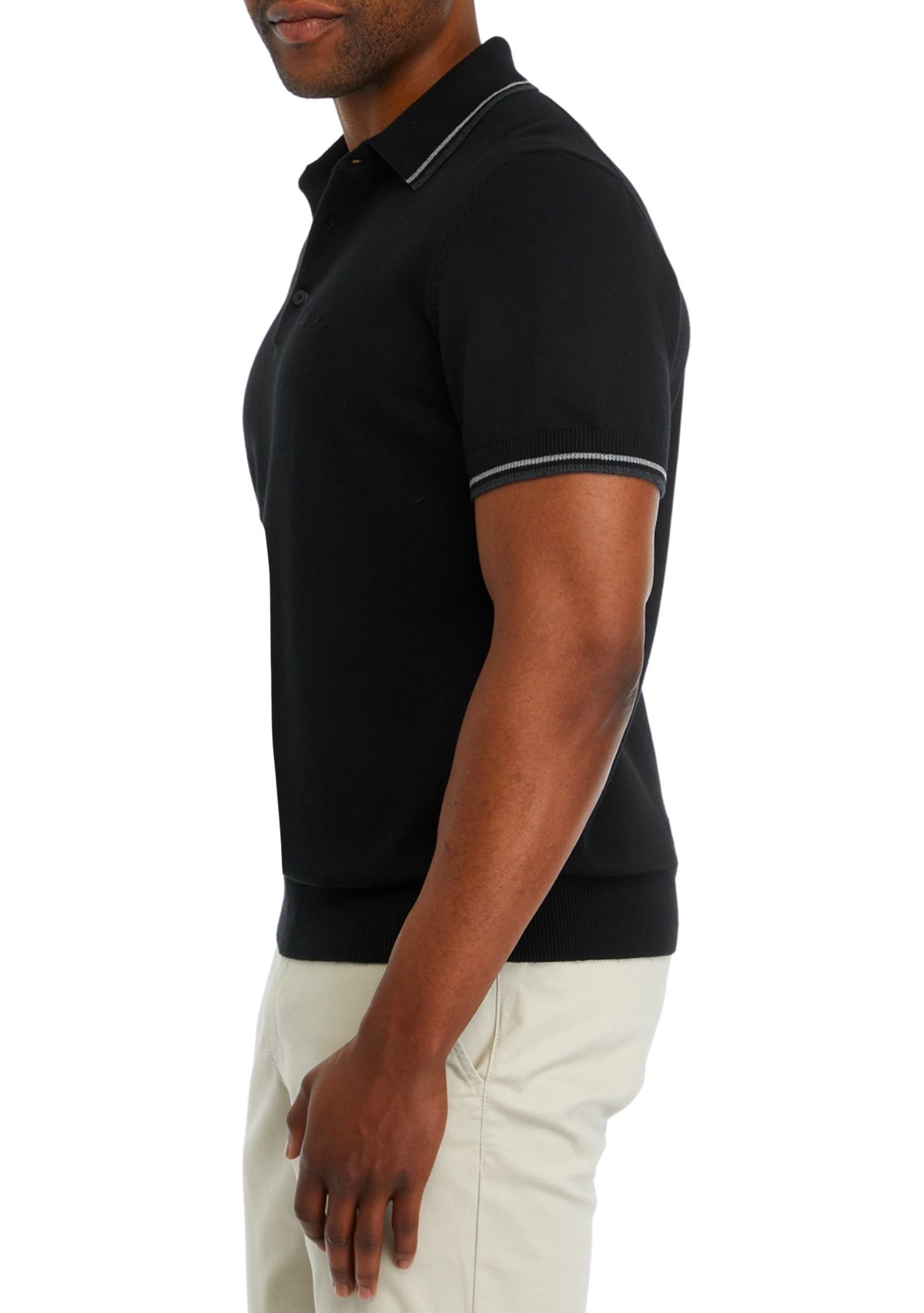 Mens Short Sleeve Solid Sweater Jersey Stitch Polo Shirt