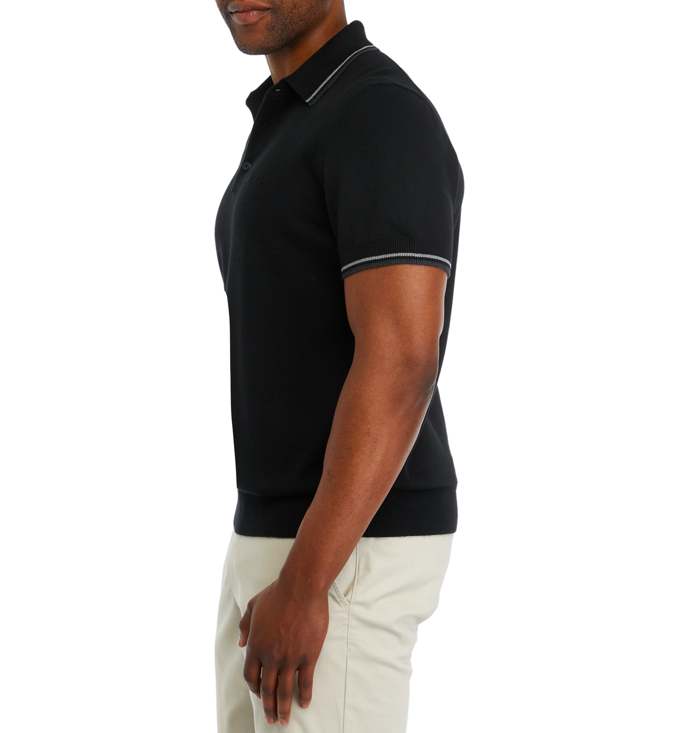 Mens Short Sleeve Solid Sweater Jersey Stitch Polo Shirt
