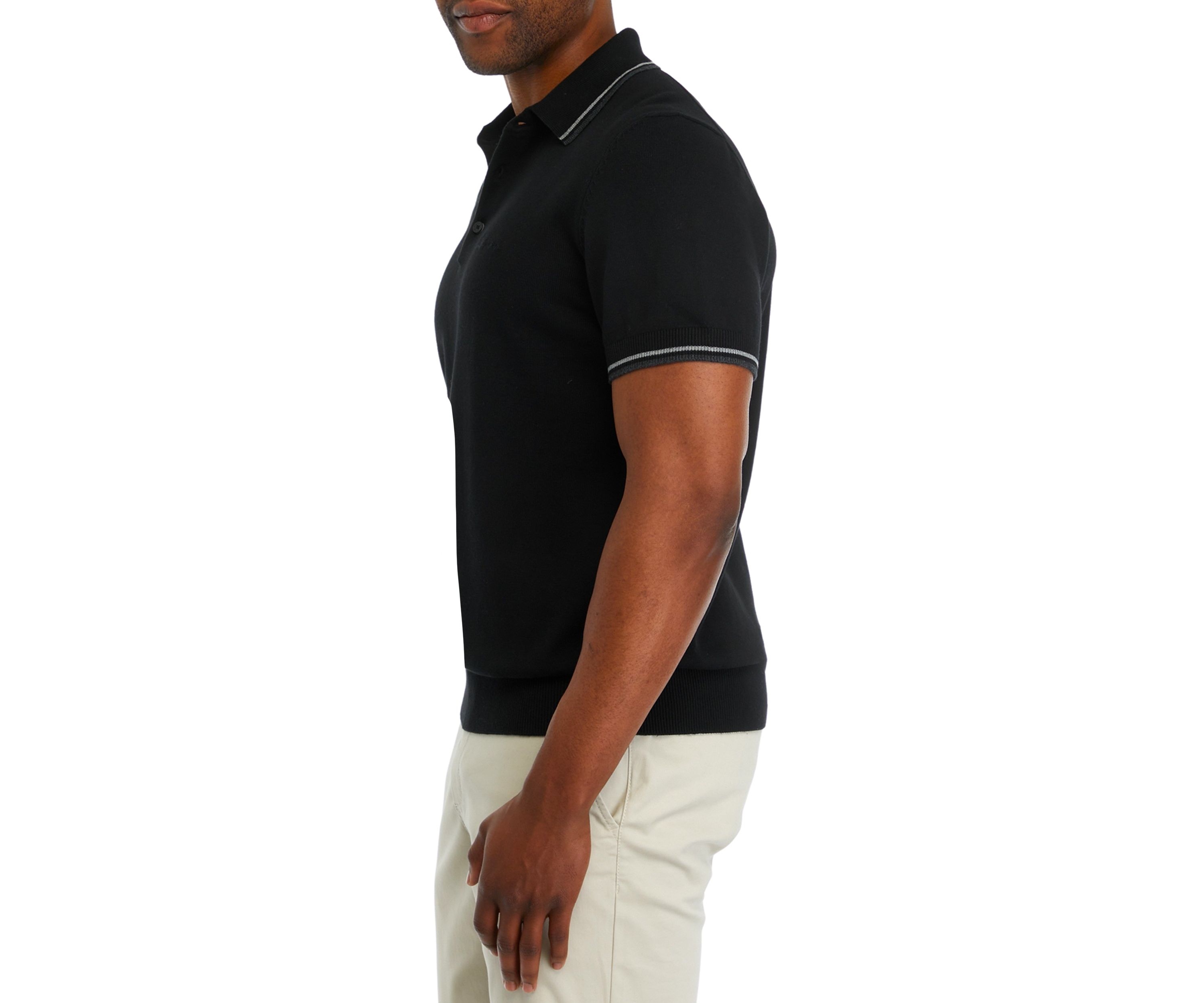 Mens Short Sleeve Solid Sweater Jersey Stitch Polo Shirt