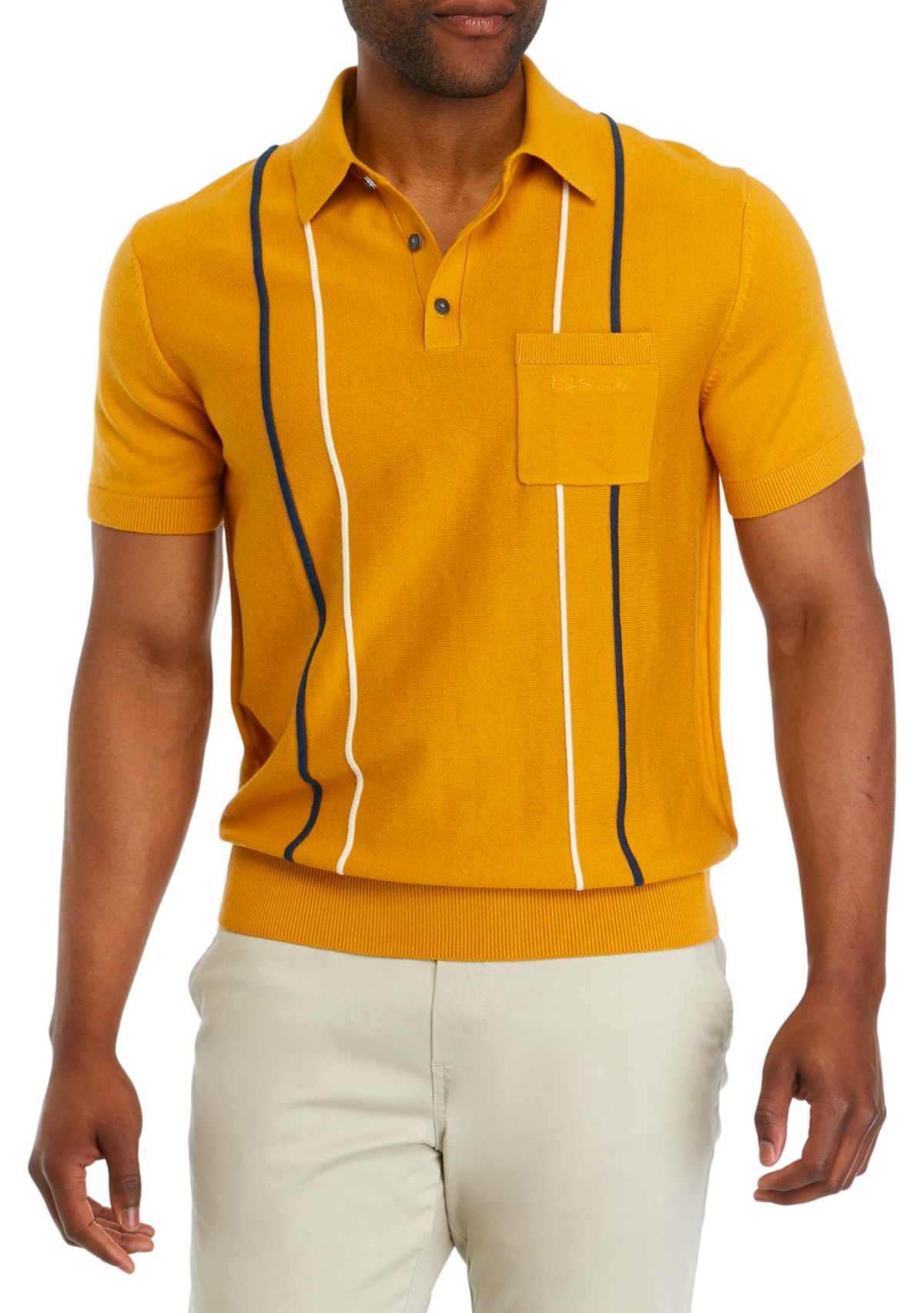 Mens Vertical Ottoman Stripe Polo Shirt 