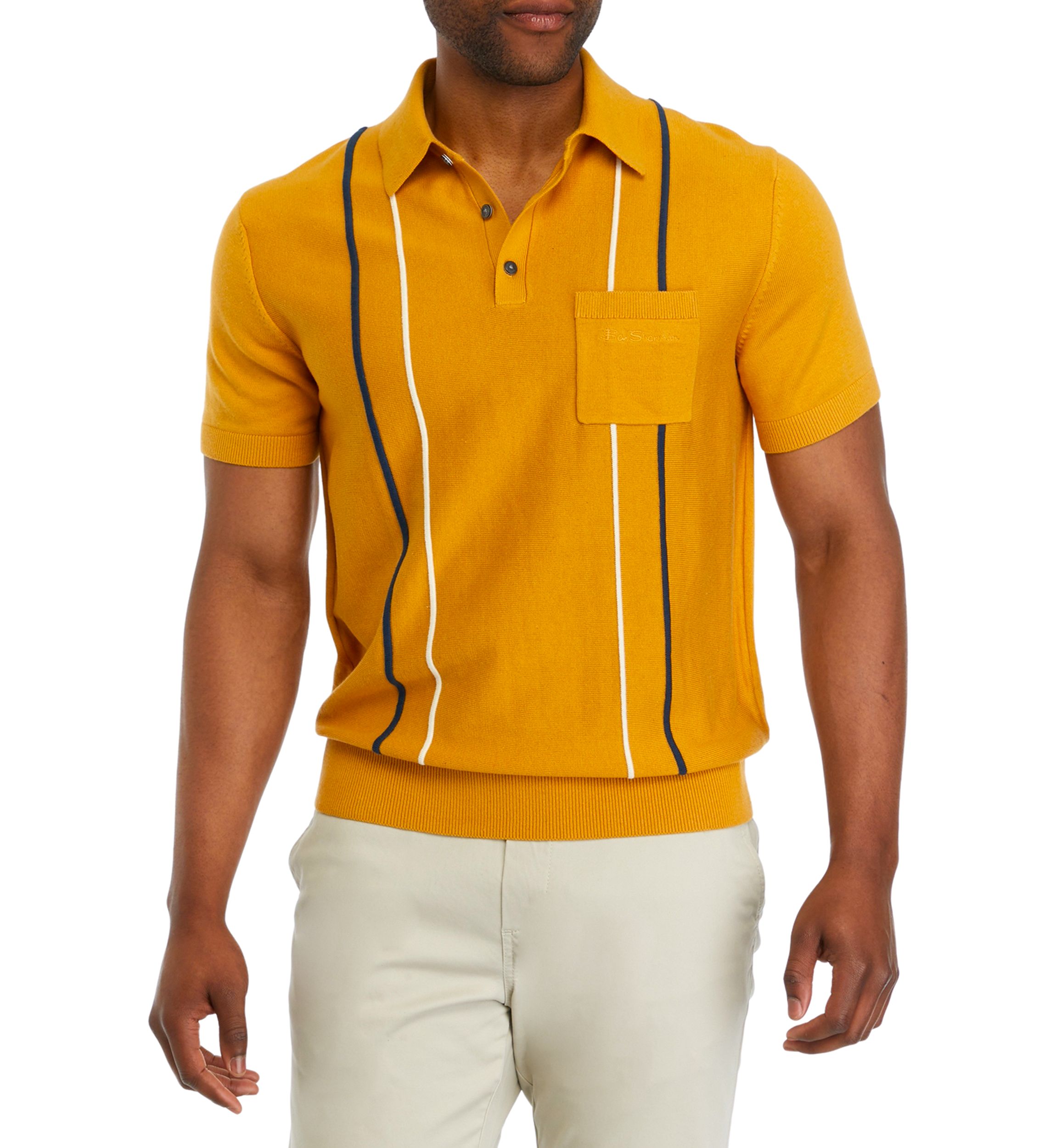 Mens Vertical Ottoman Stripe Polo Shirt 