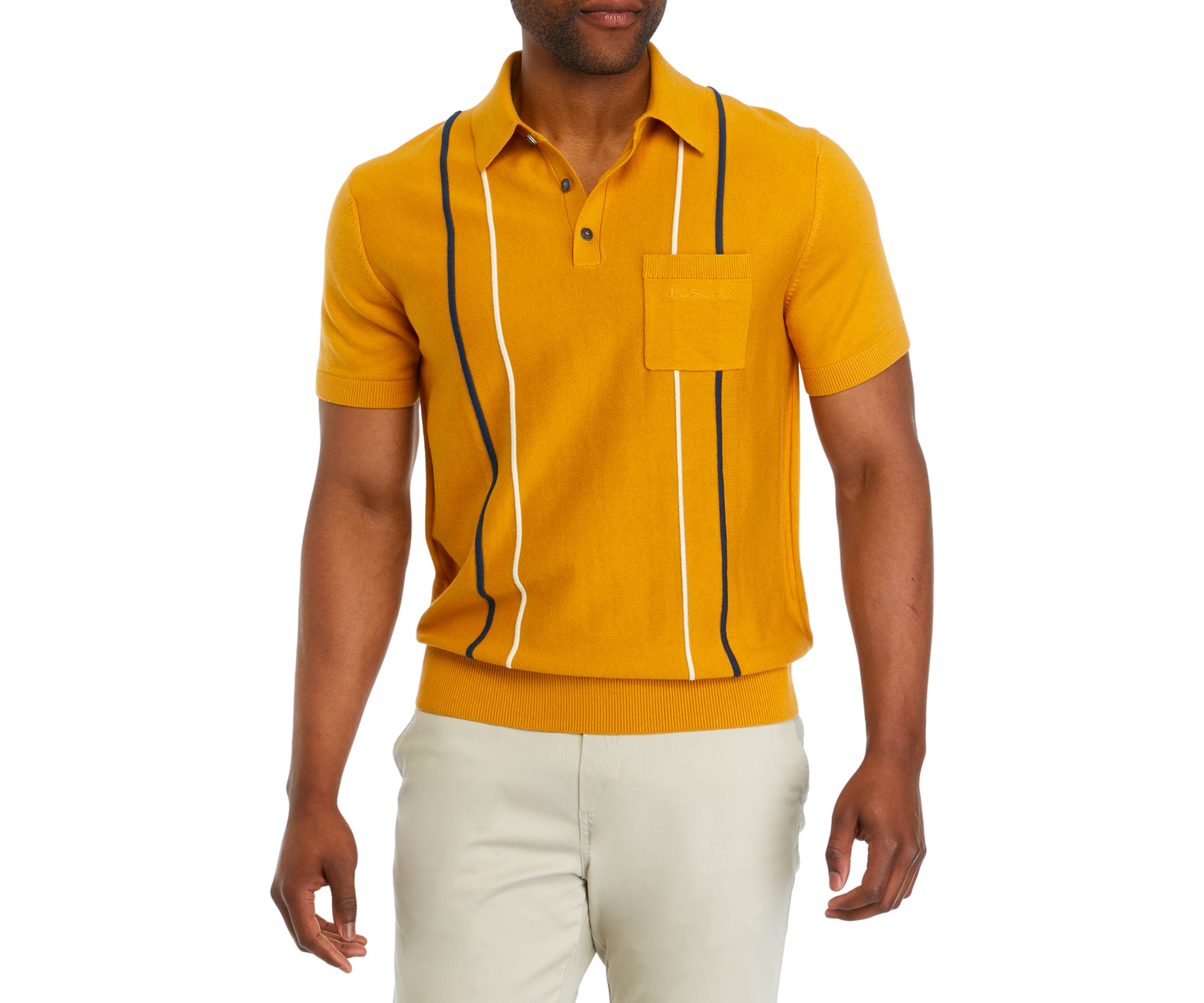 Mens Vertical Ottoman Stripe Polo Shirt 