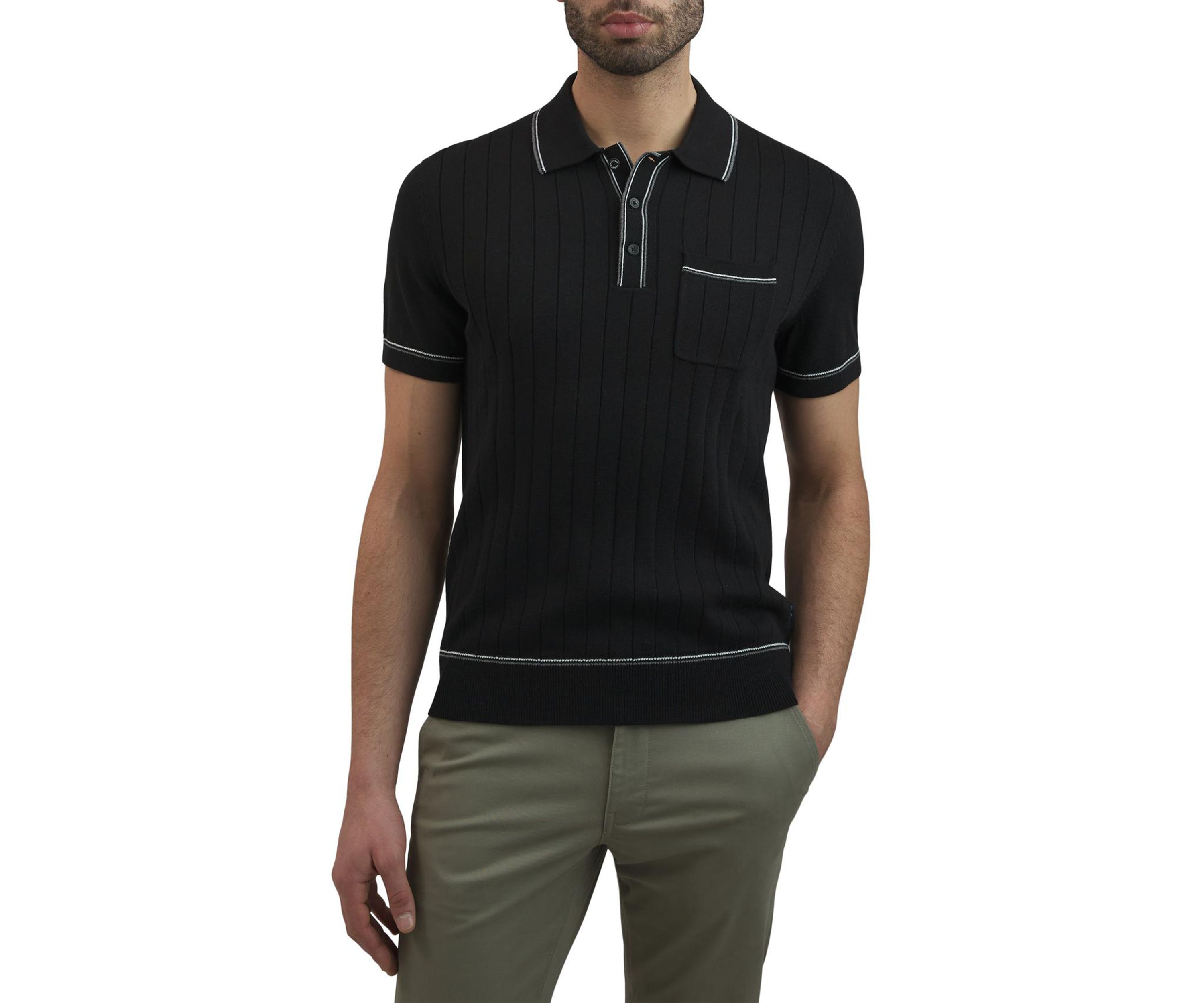 Mens Drop Needle Pocket Polo Shirt