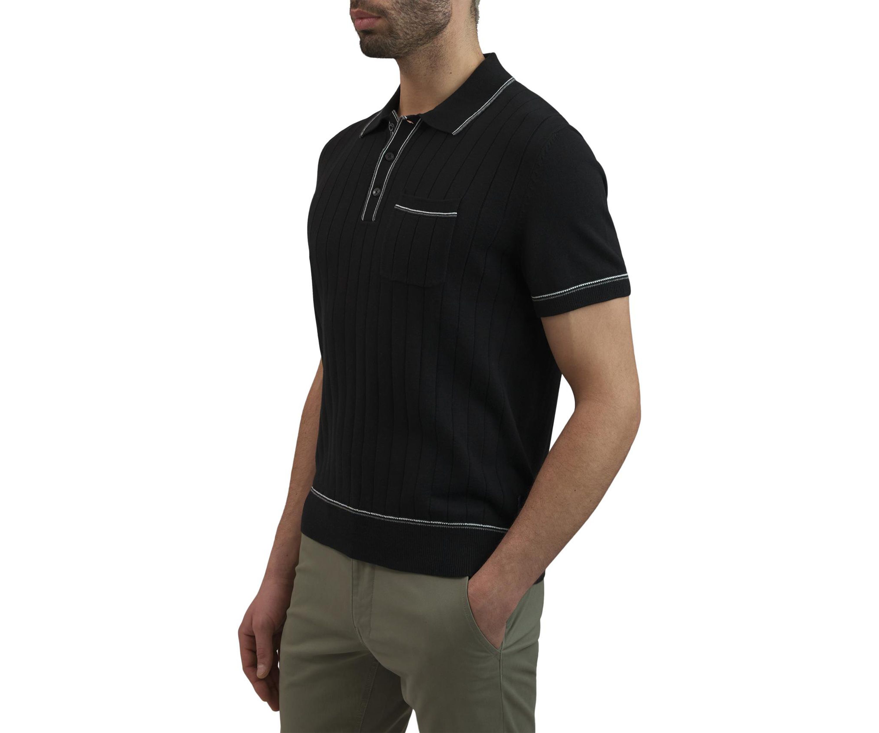 Mens Drop Needle Pocket Polo Shirt