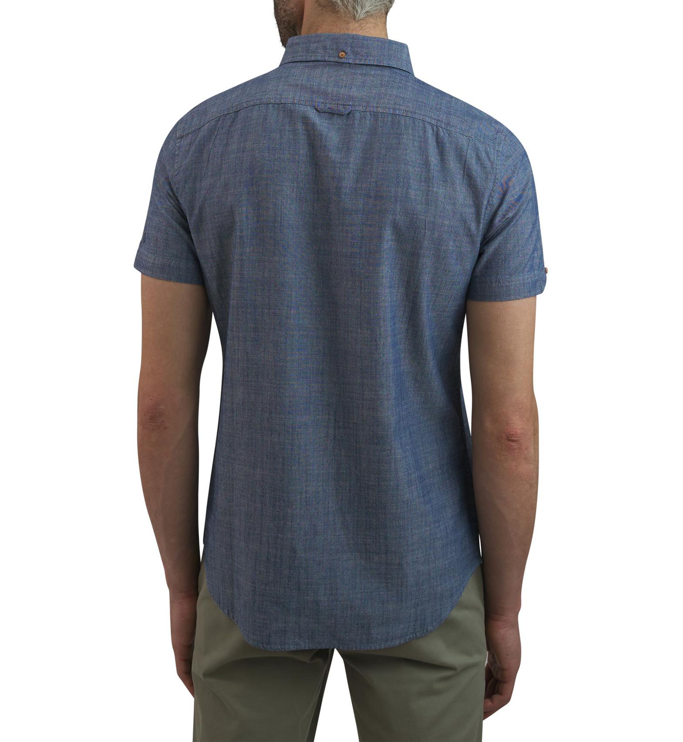 Mens Short Sleeve Chambray Button Down Shirt