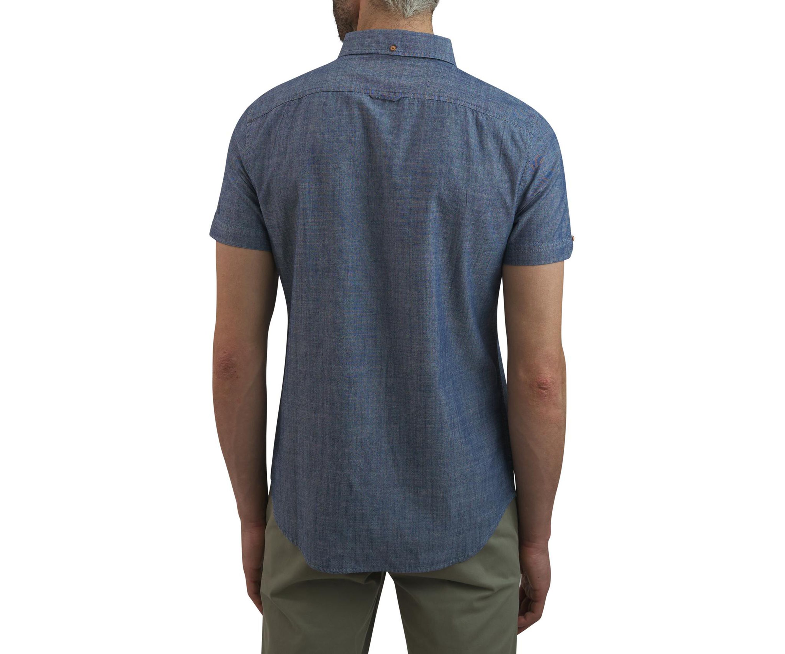 Mens Short Sleeve Chambray Button Down Shirt