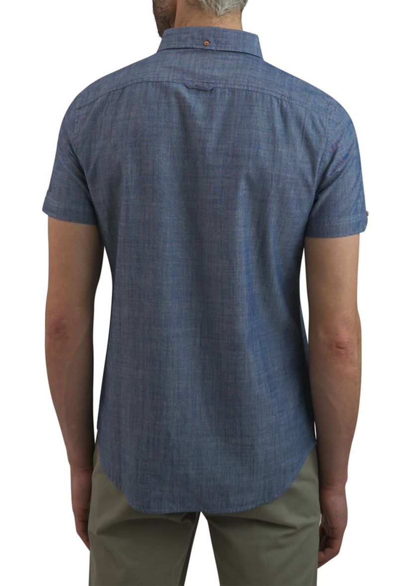 Mens Short Sleeve Chambray Button Down Shirt
