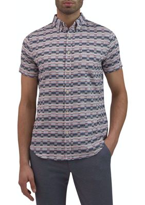 Ben Sherman Men's Check Twill Button Down Shirt, Pink, Large