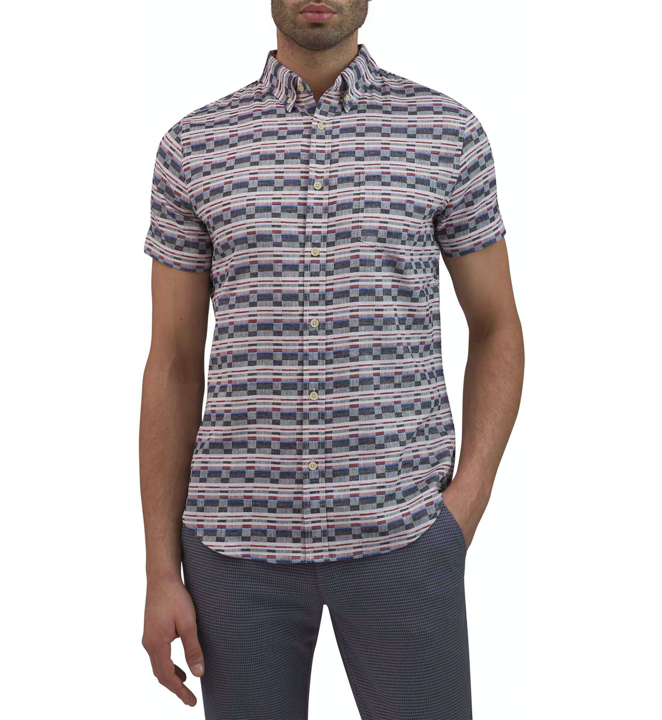Mens Check Twill Button Down Shirt