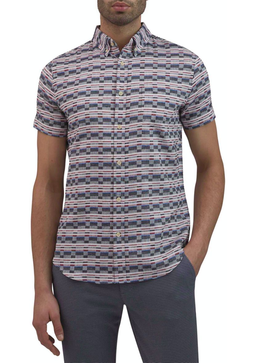 Mens Check Twill Button Down Shirt