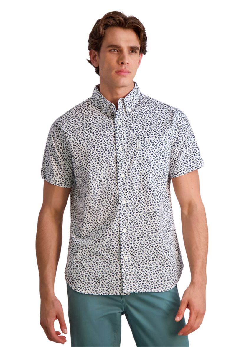 Mens Mini Floral Printed Button Down Shirt