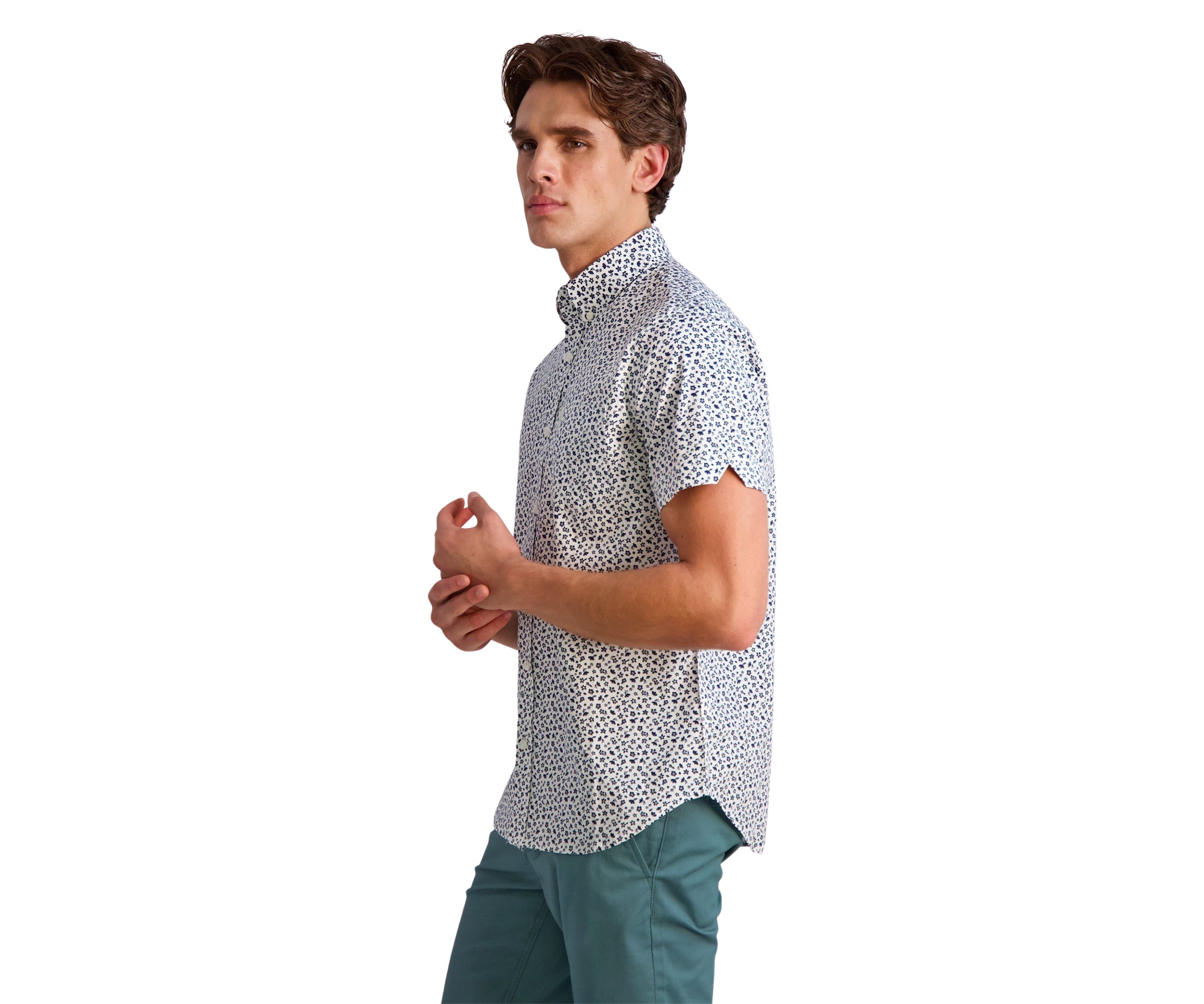 Mens Mini Floral Printed Button Down Shirt
