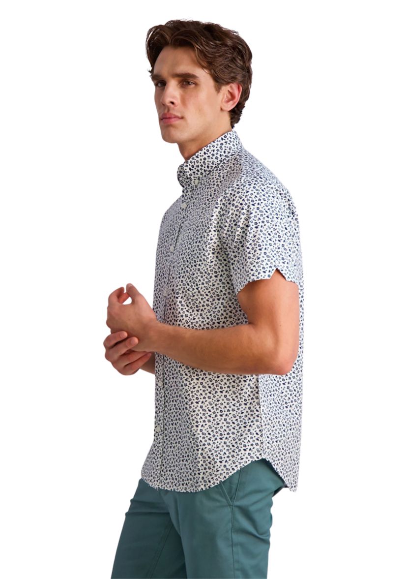 Mens Mini Floral Printed Button Down Shirt