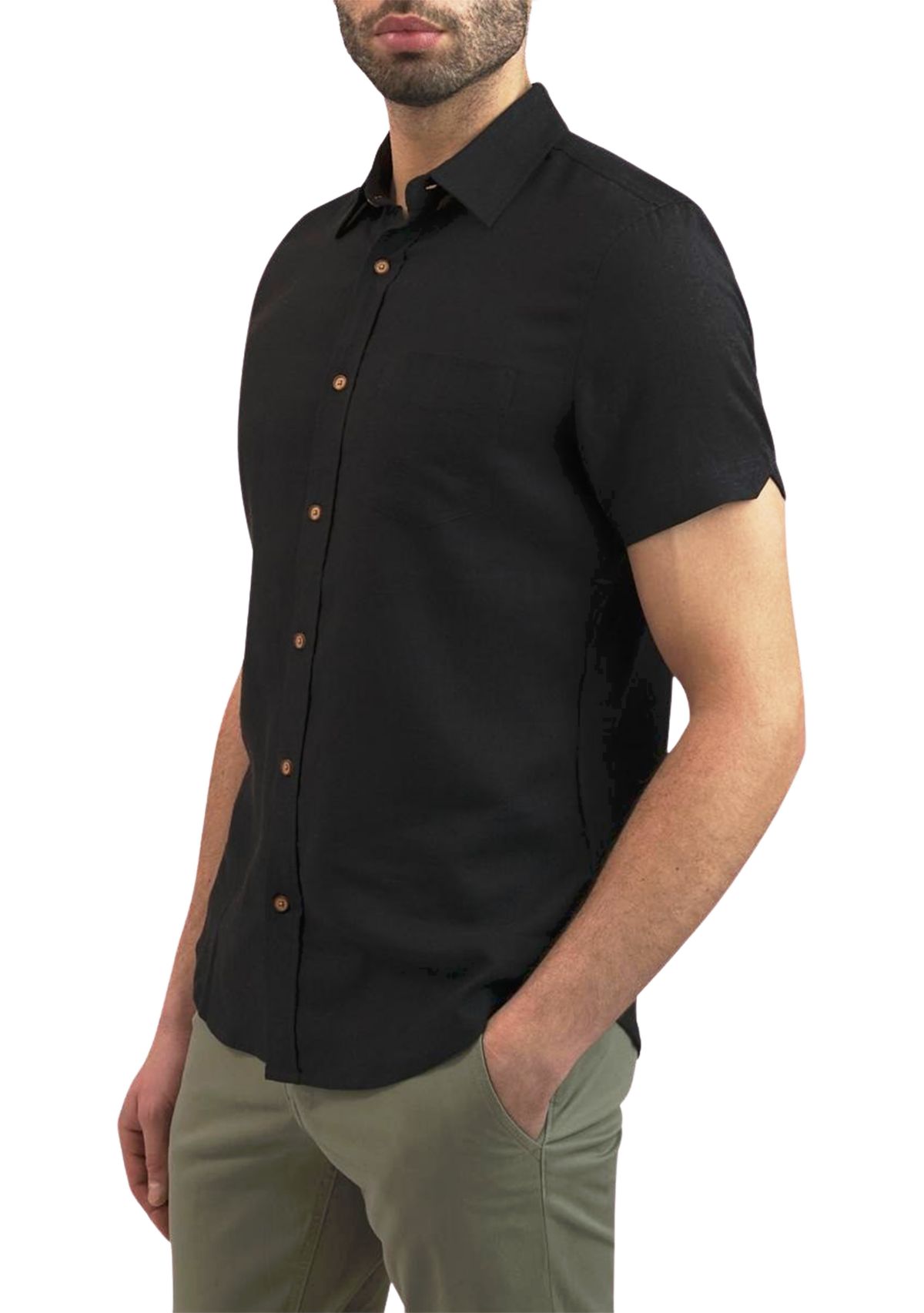 Mens Solid Linen Button Down Shirt