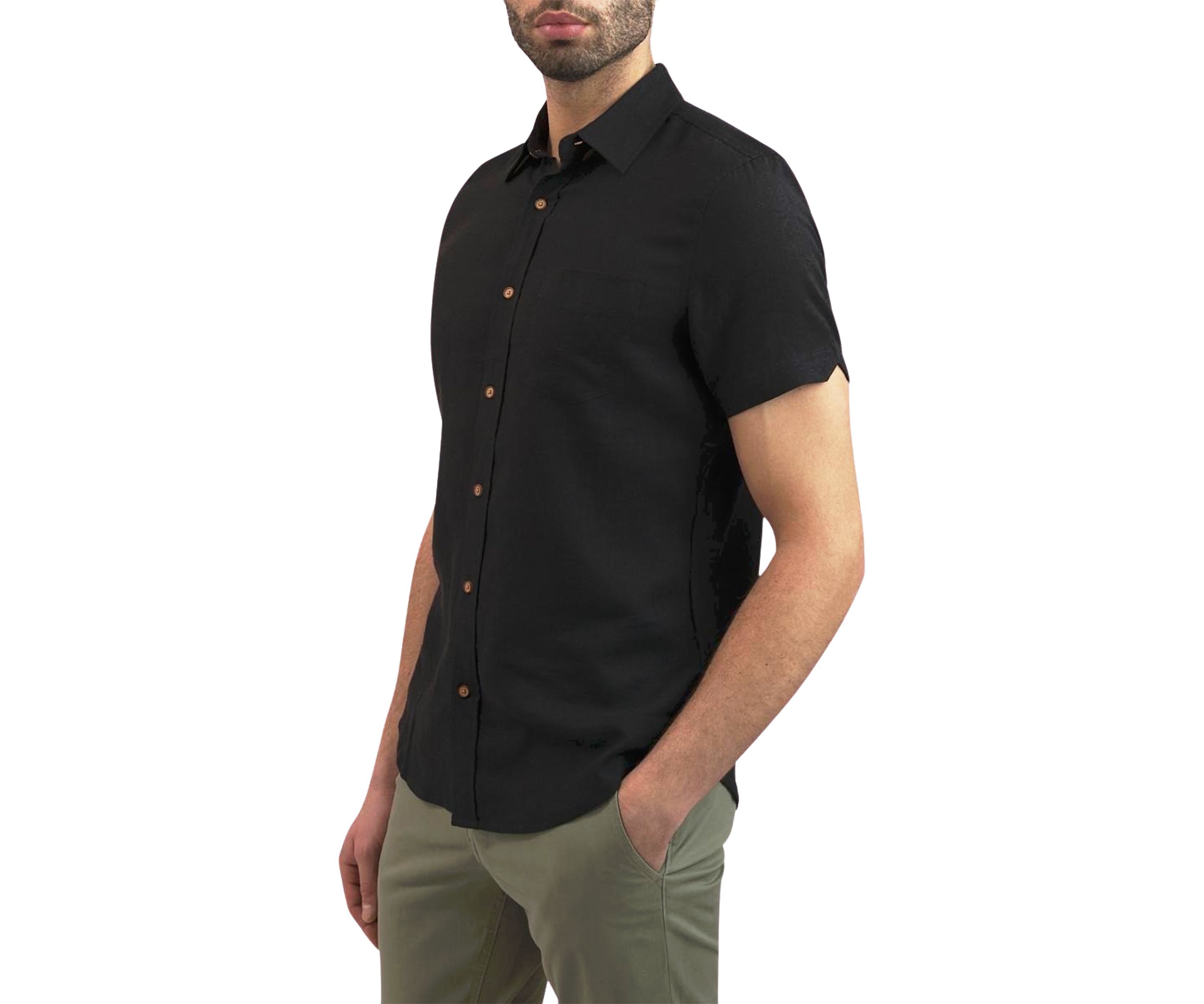 Mens Solid Linen Button Down Shirt