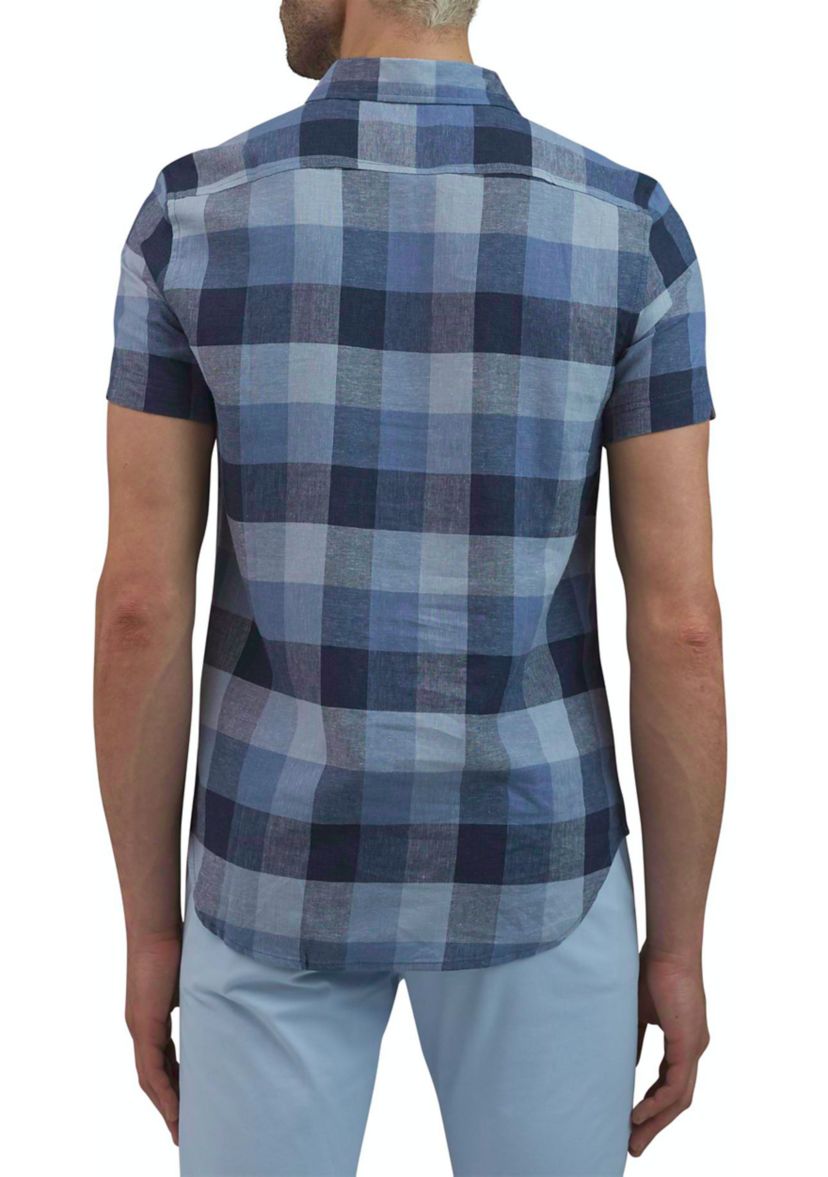 Mens Large Plaid Printed Linen Shirt