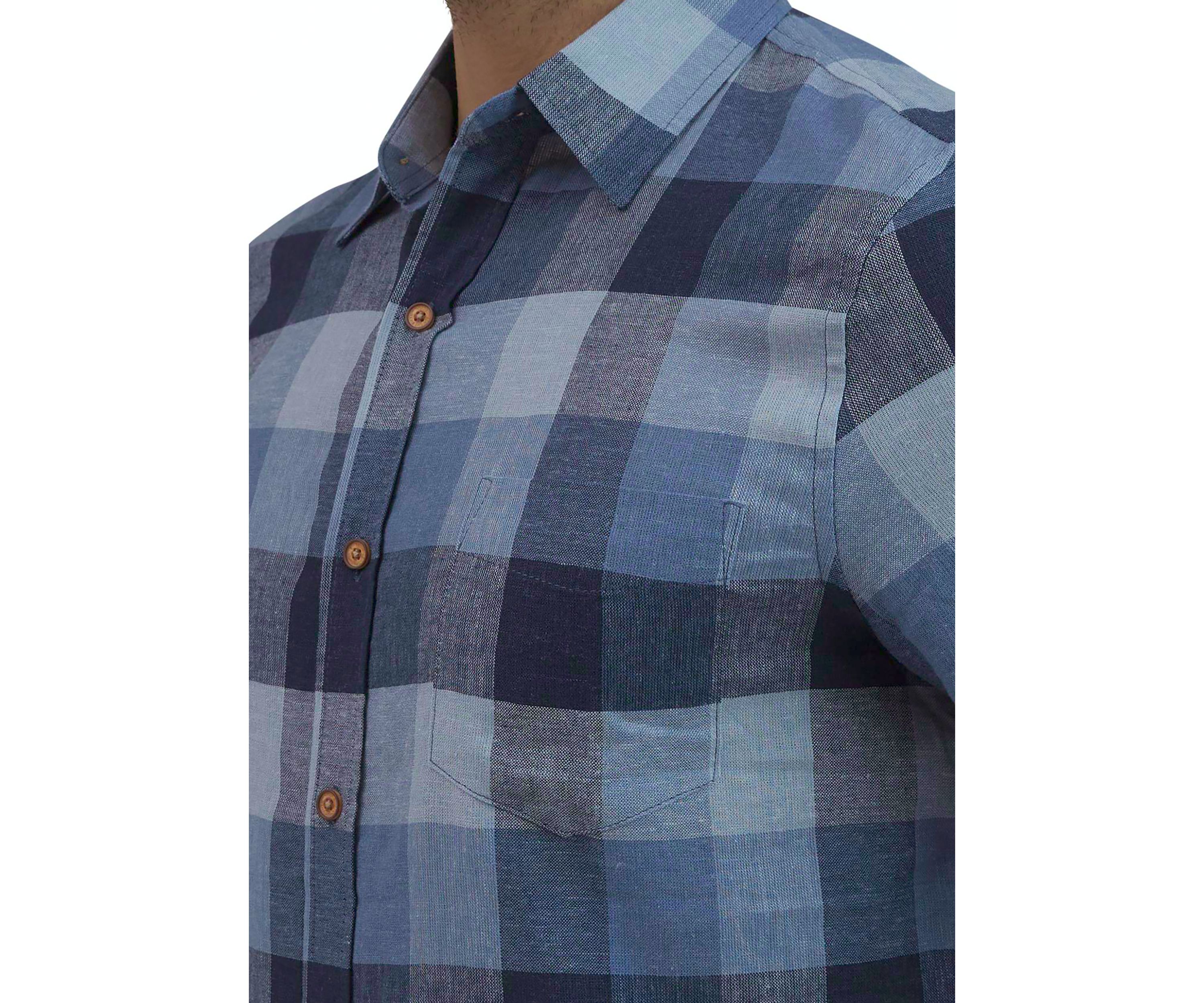 Mens Large Plaid Printed Linen Shirt