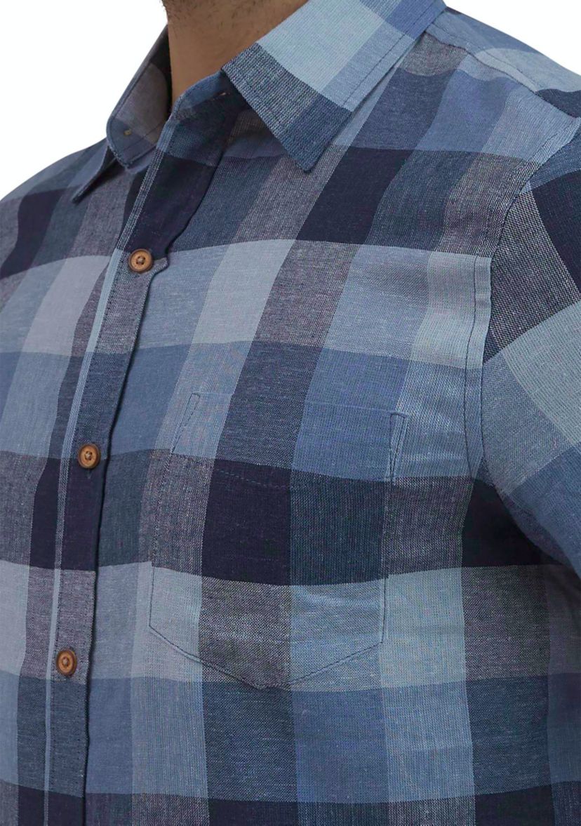 Mens Large Plaid Printed Linen Shirt