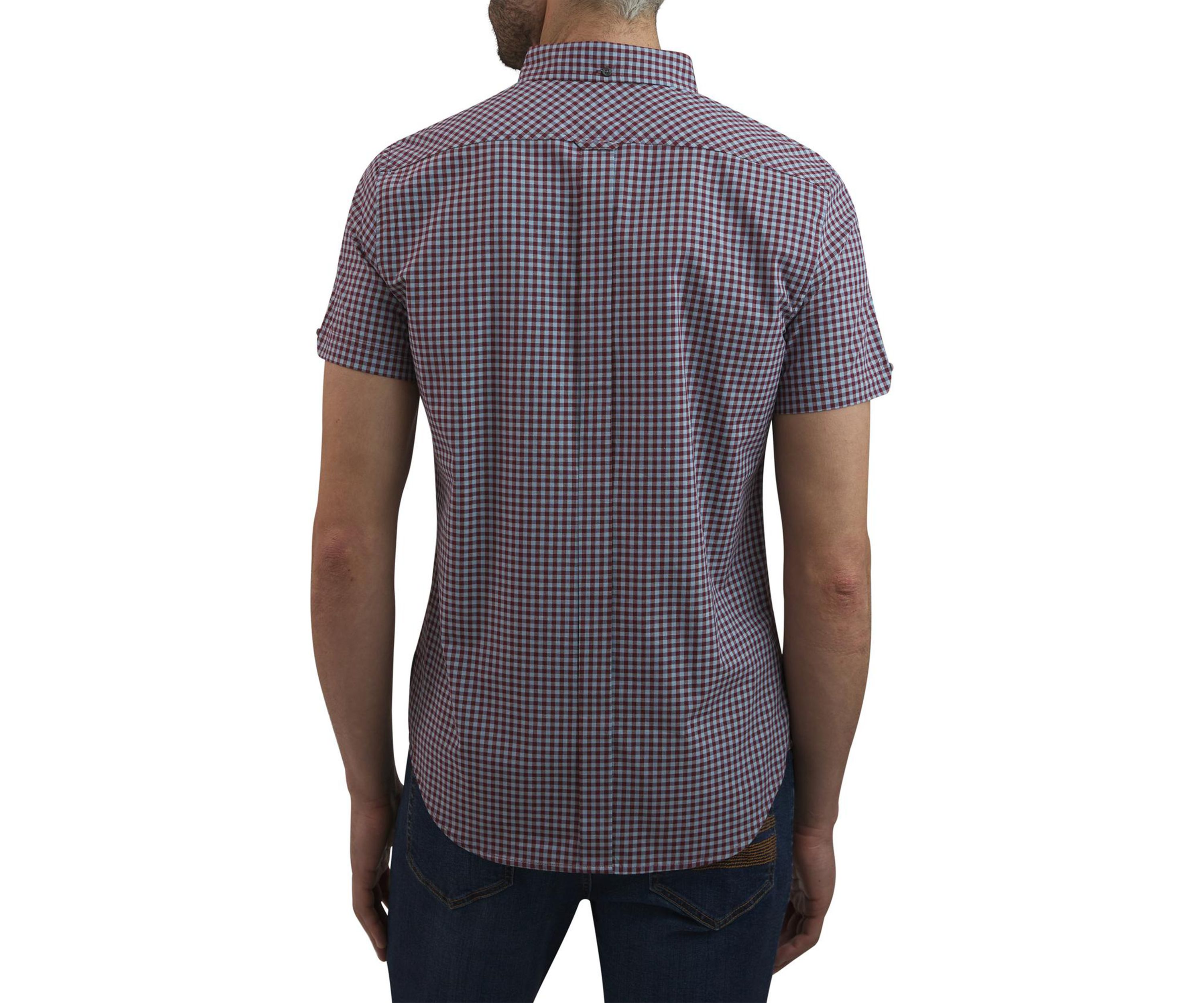 Mens Short Sleeve Gingham Printed Shirt