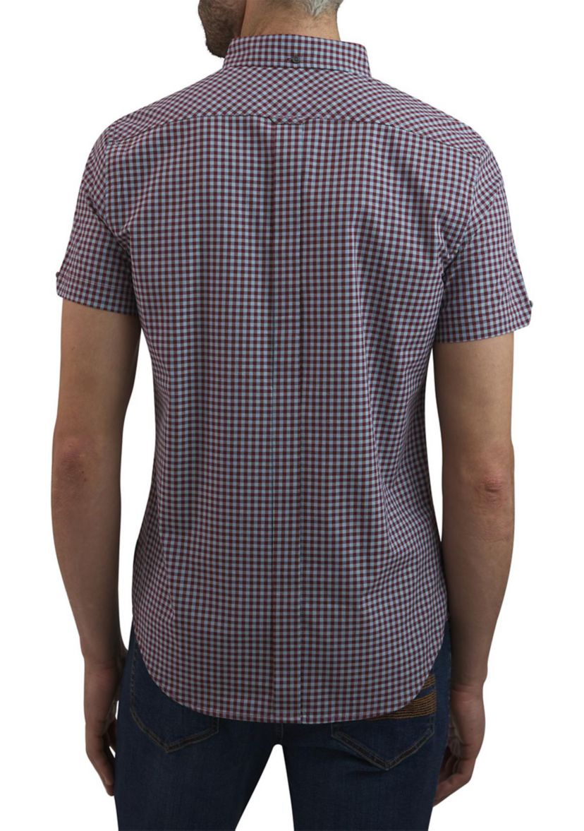 Mens Short Sleeve Gingham Printed Shirt
