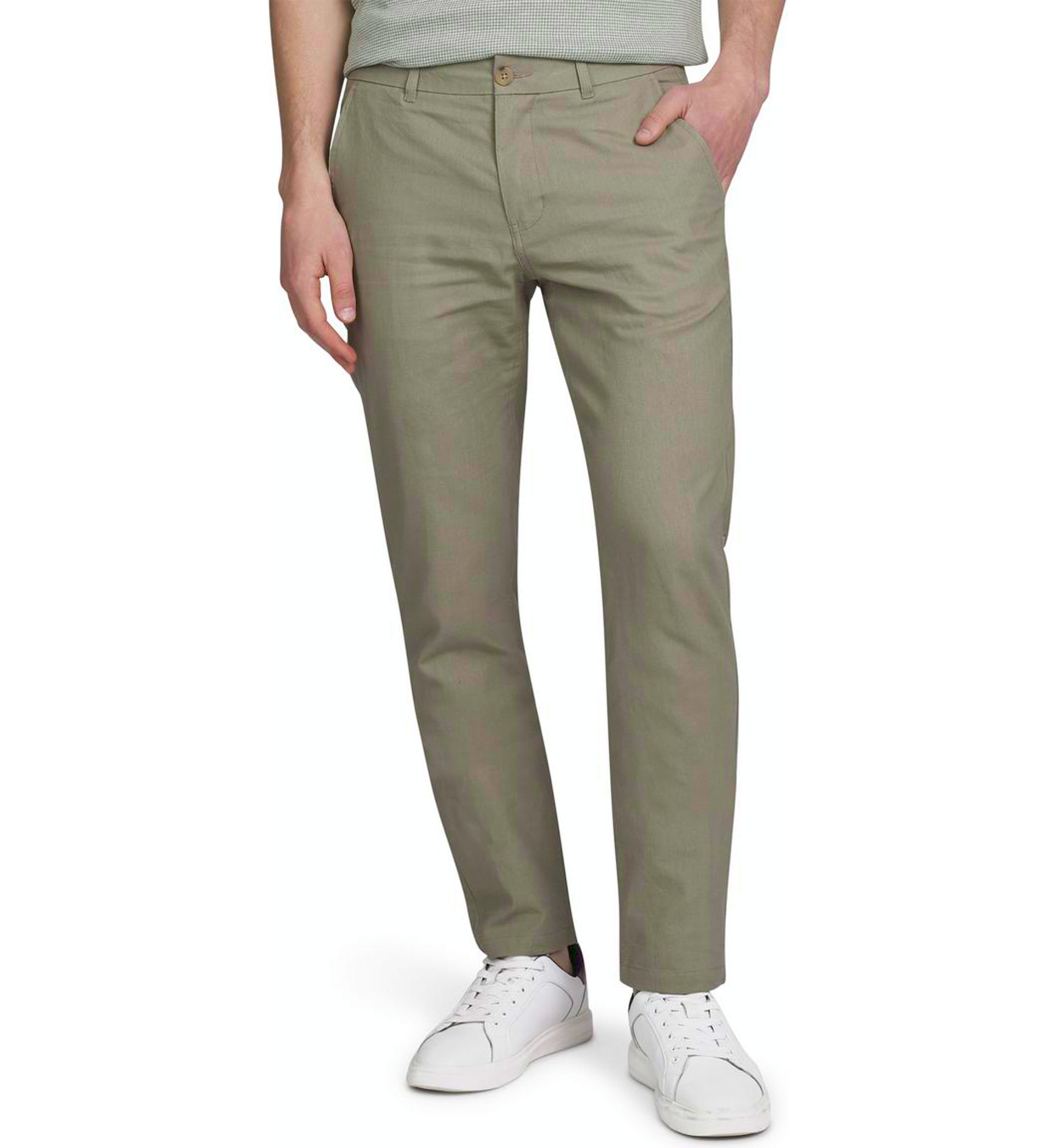 Mens Linen Cotton Flat Front Pants
