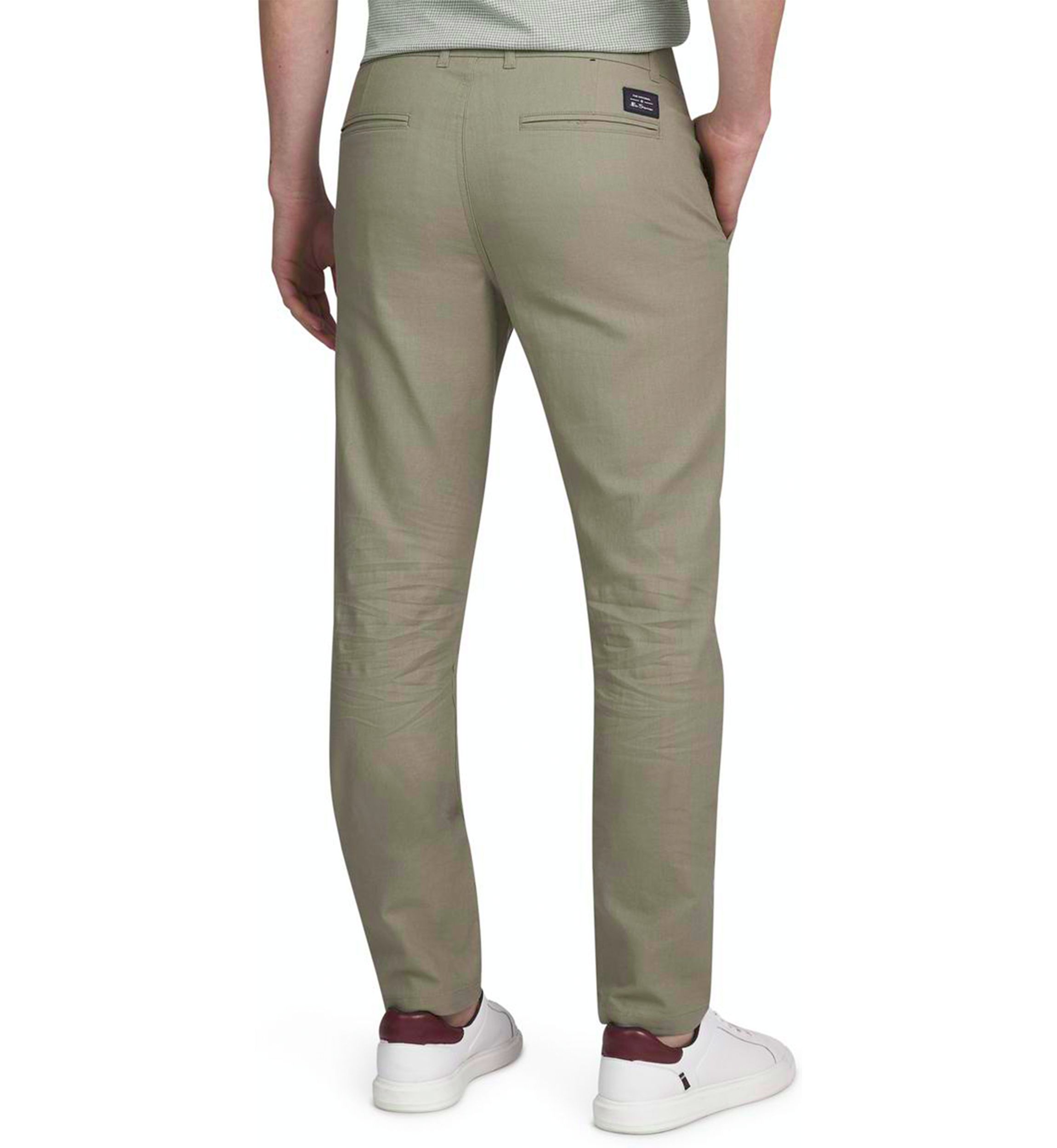 Mens Linen Cotton Flat Front Pants