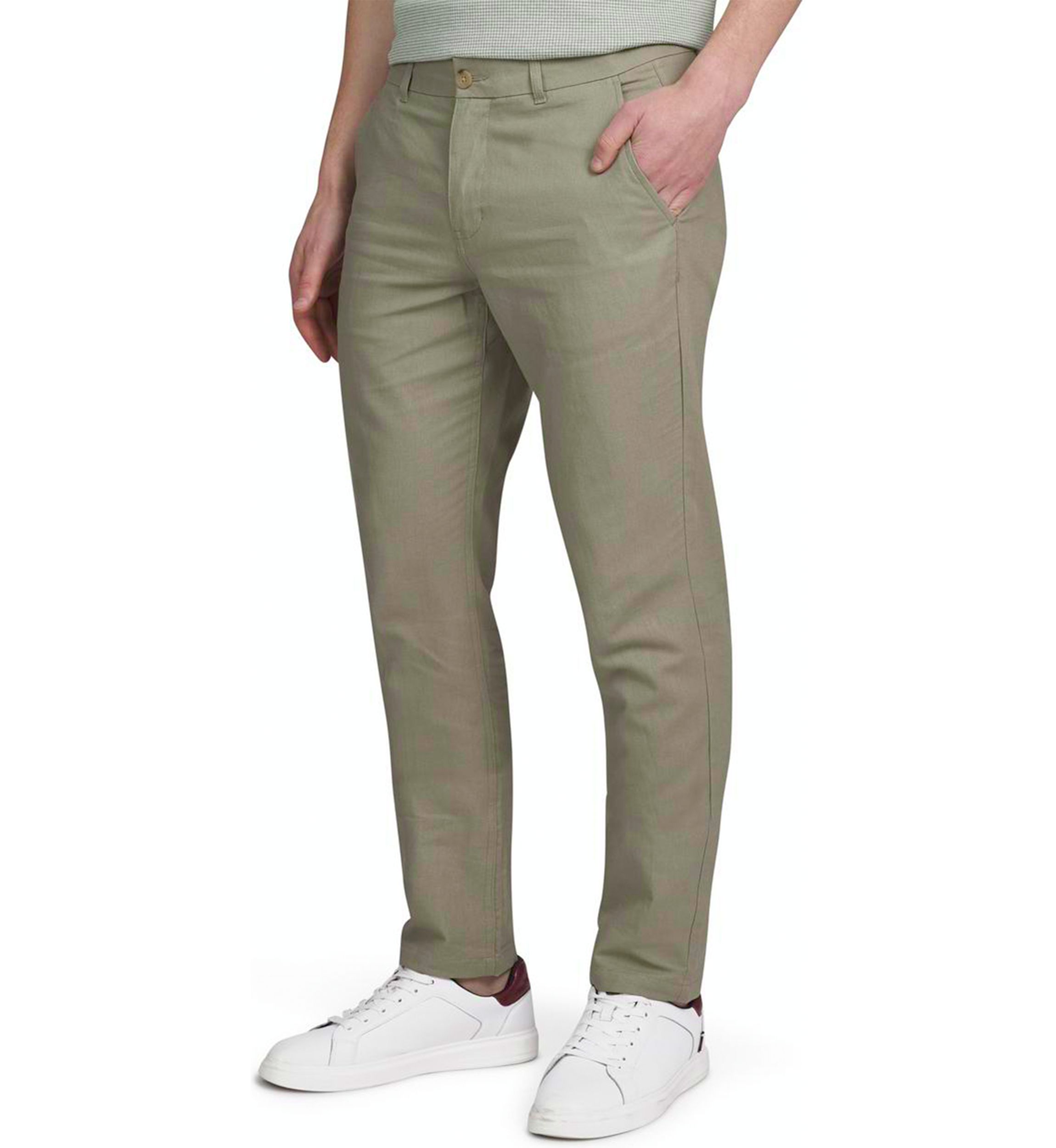 Mens Linen Cotton Flat Front Pants