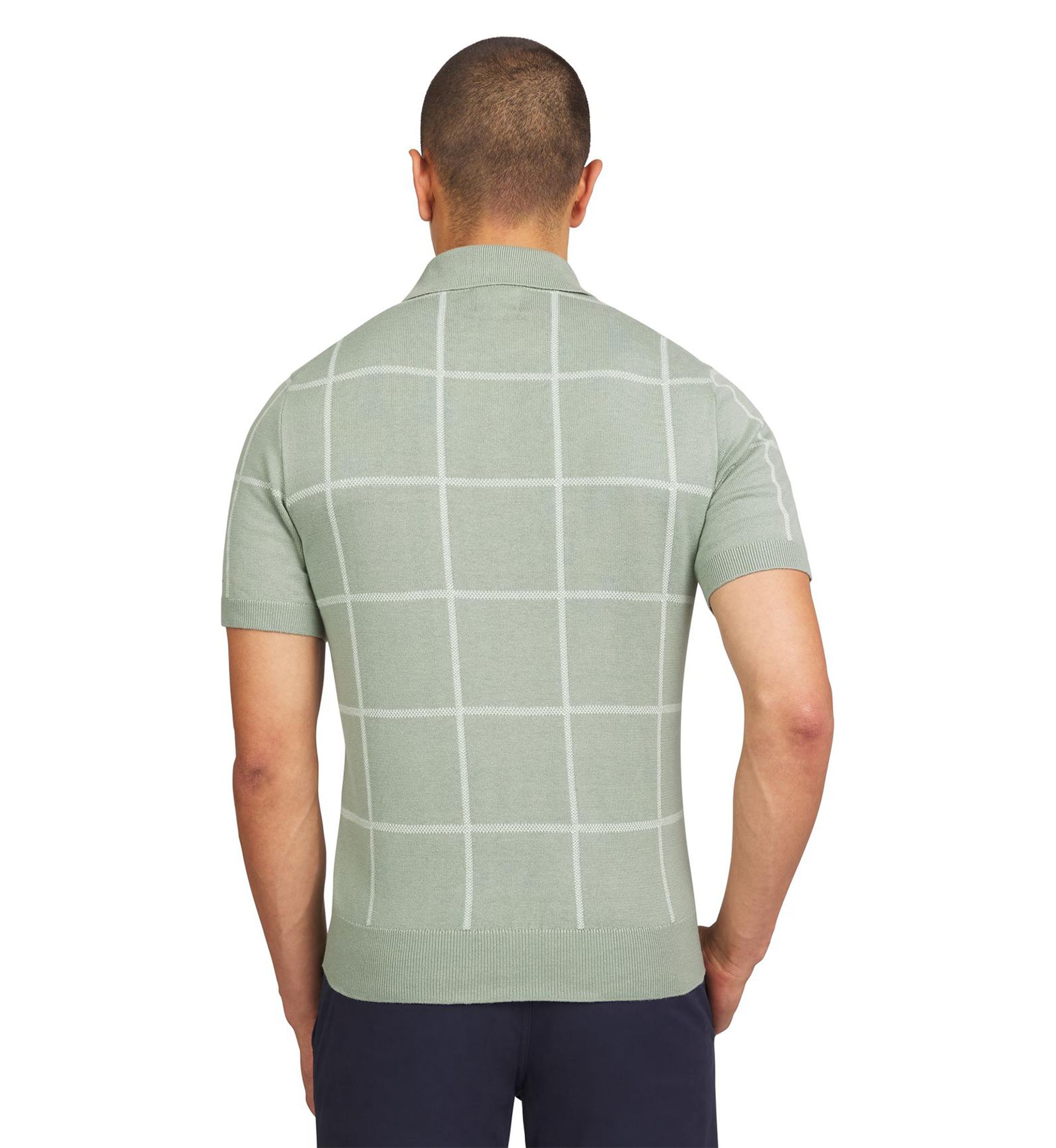 Mens Short Sleeve Windowpane Polo Shirt