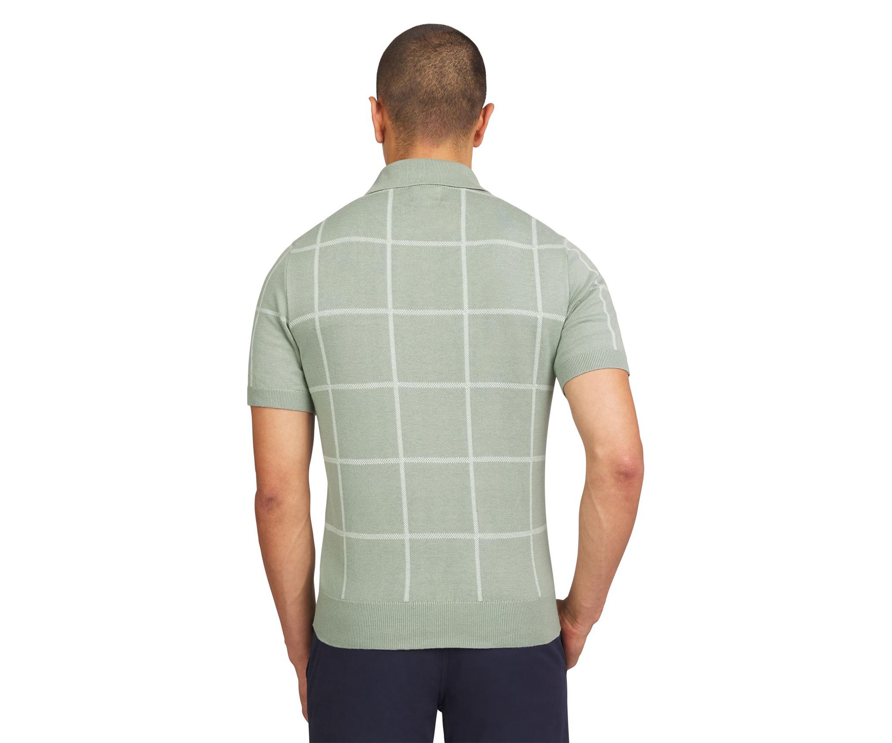 Mens Short Sleeve Windowpane Polo Shirt