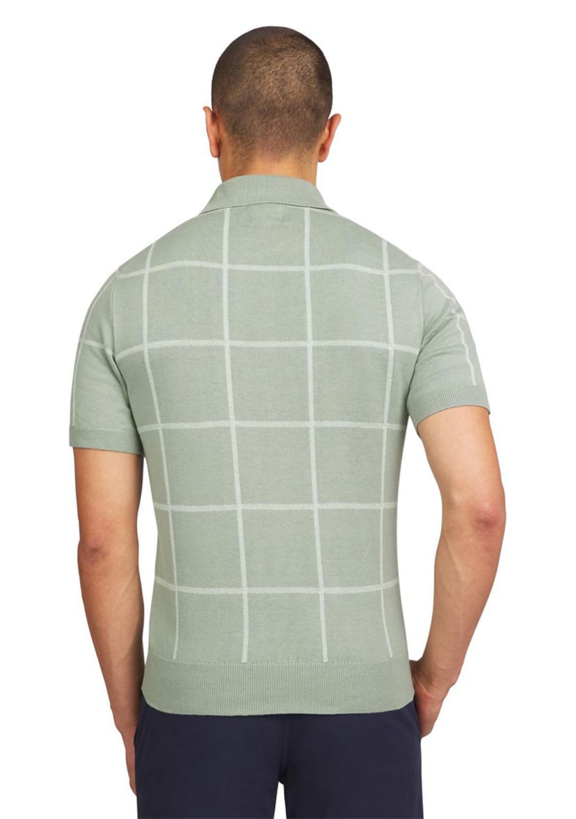 Mens Short Sleeve Windowpane Polo Shirt