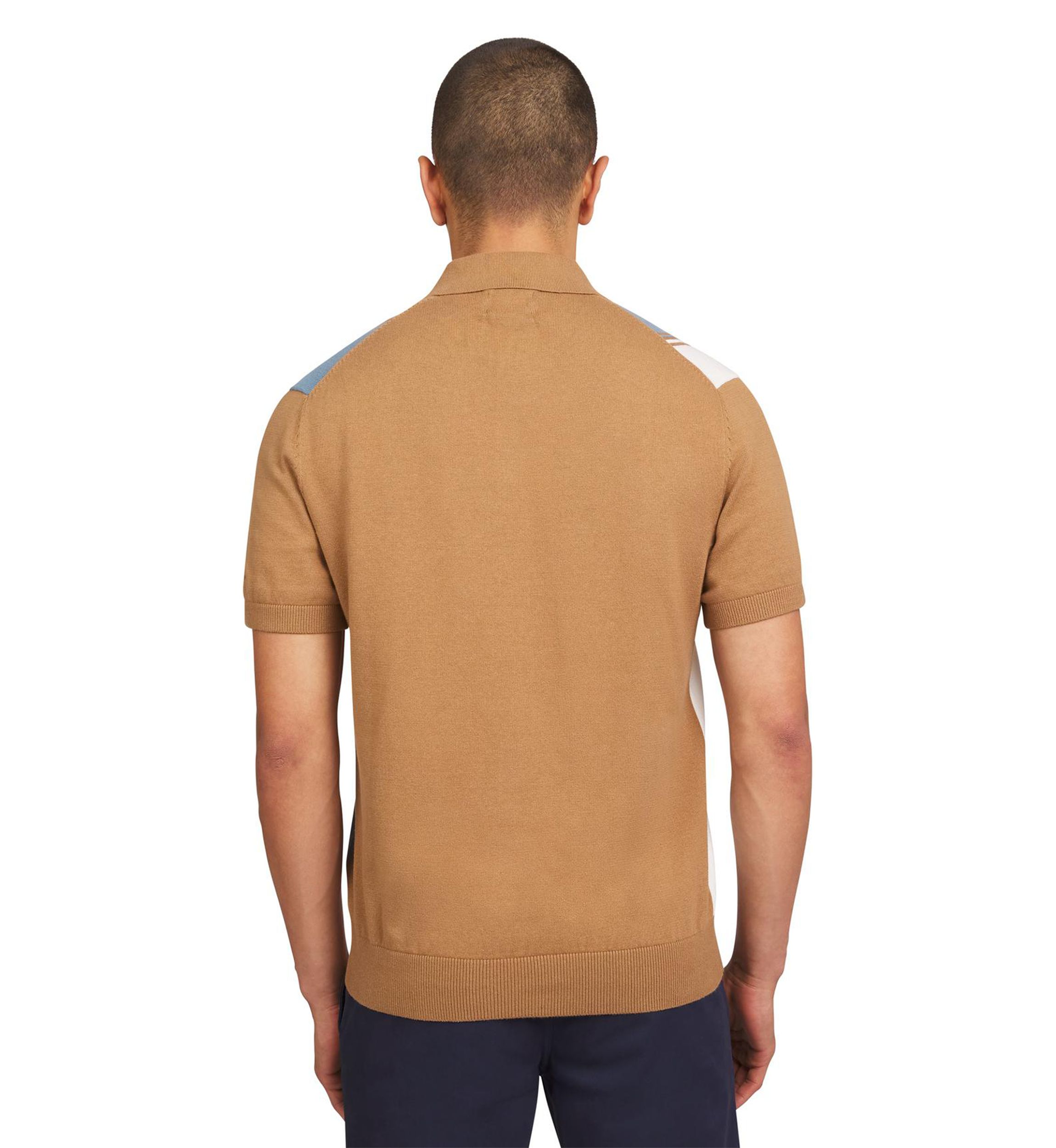 Mens Short Sleeve Color Block Stripe Polo Shirt